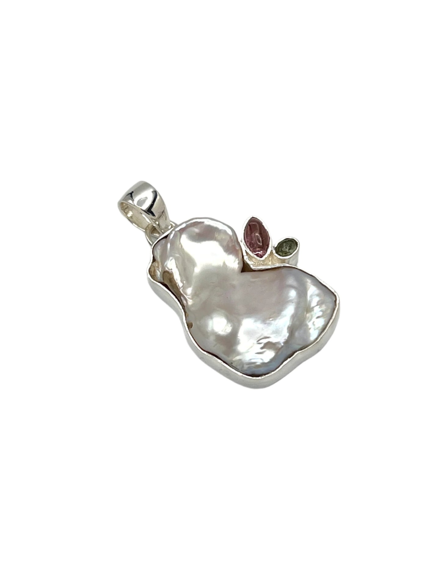 Sterling Silver Pearl & Tourmaline Pendants