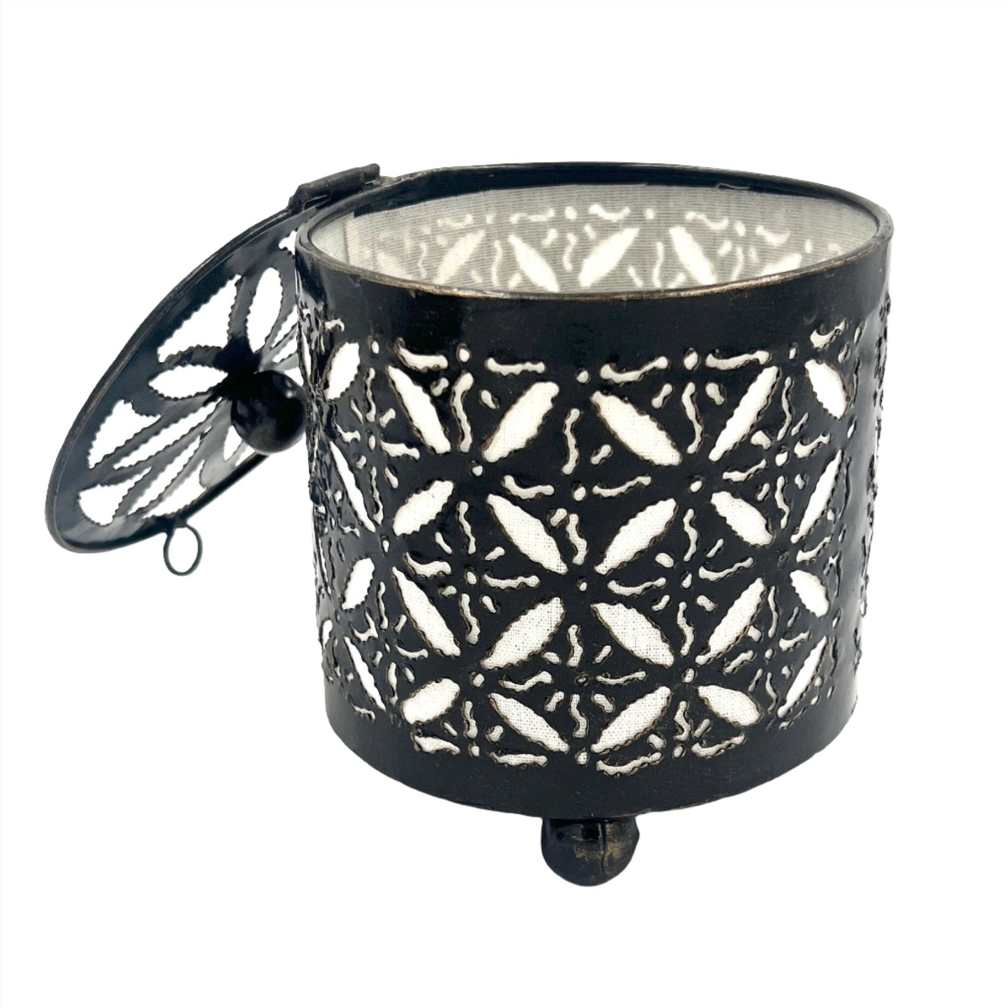 Handcut Full Cut Iron Candle Holders w/ Lid