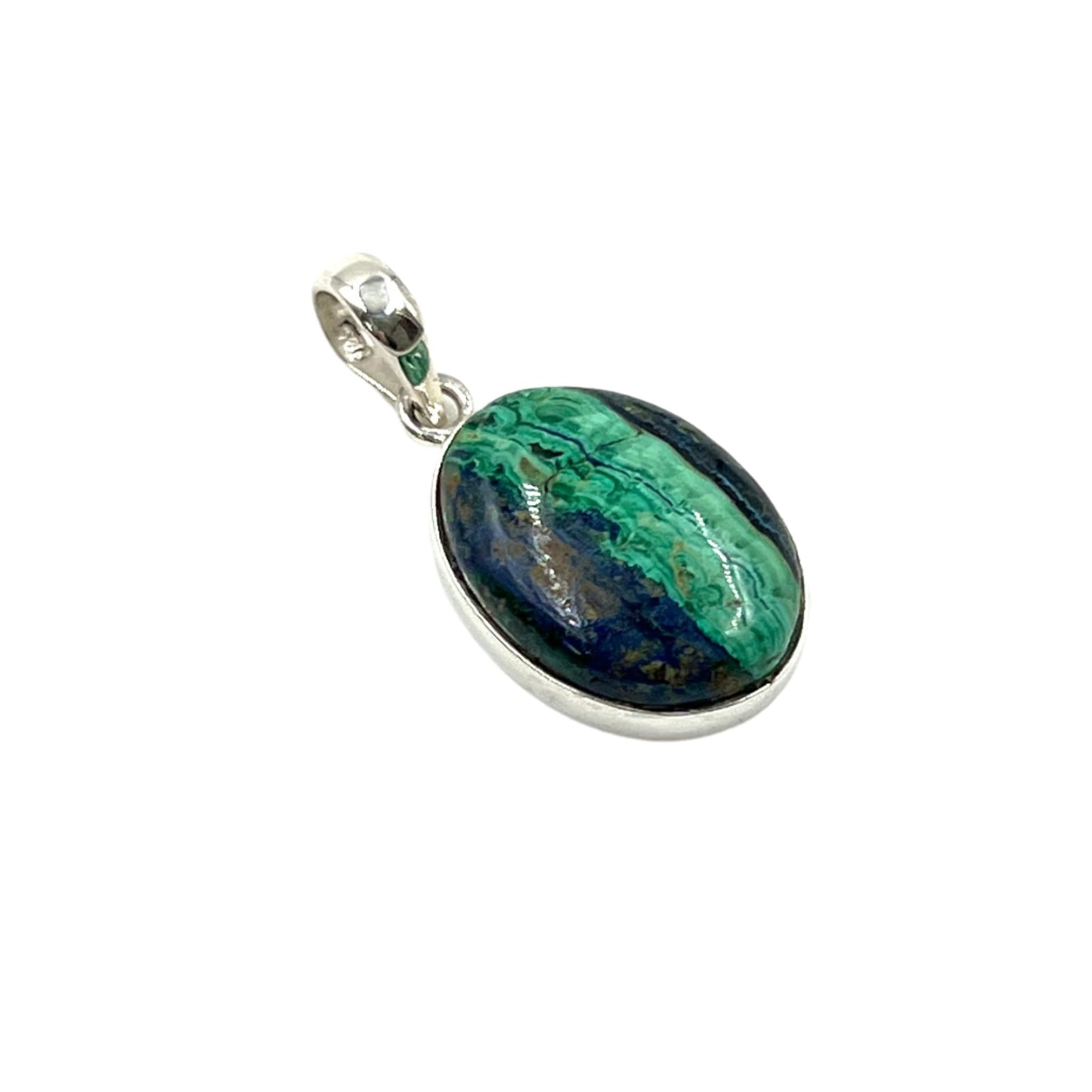 Sterling Silver Azurite Malachite Oval Pendants