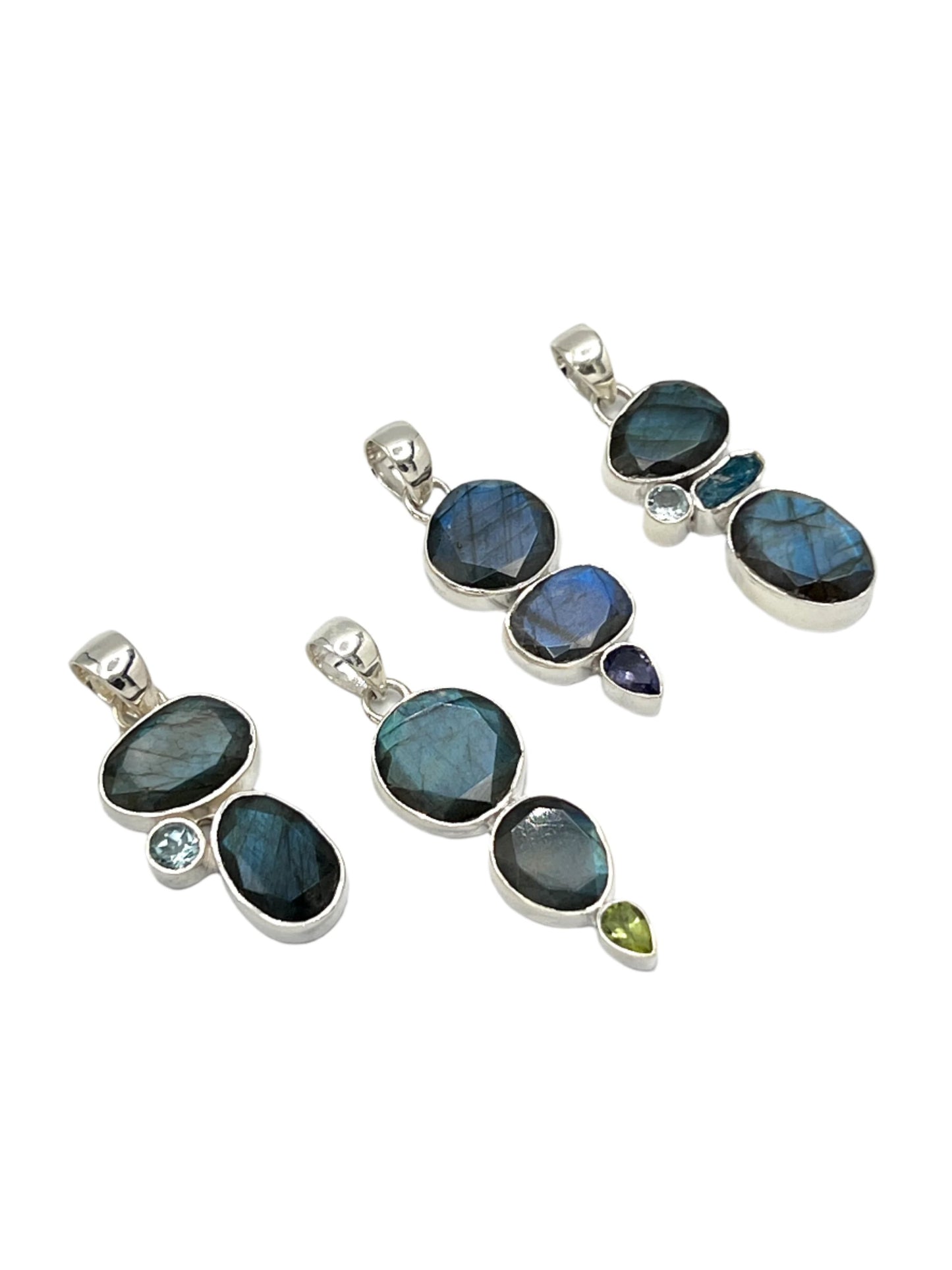 Silver Labradorite Faceted Pendants