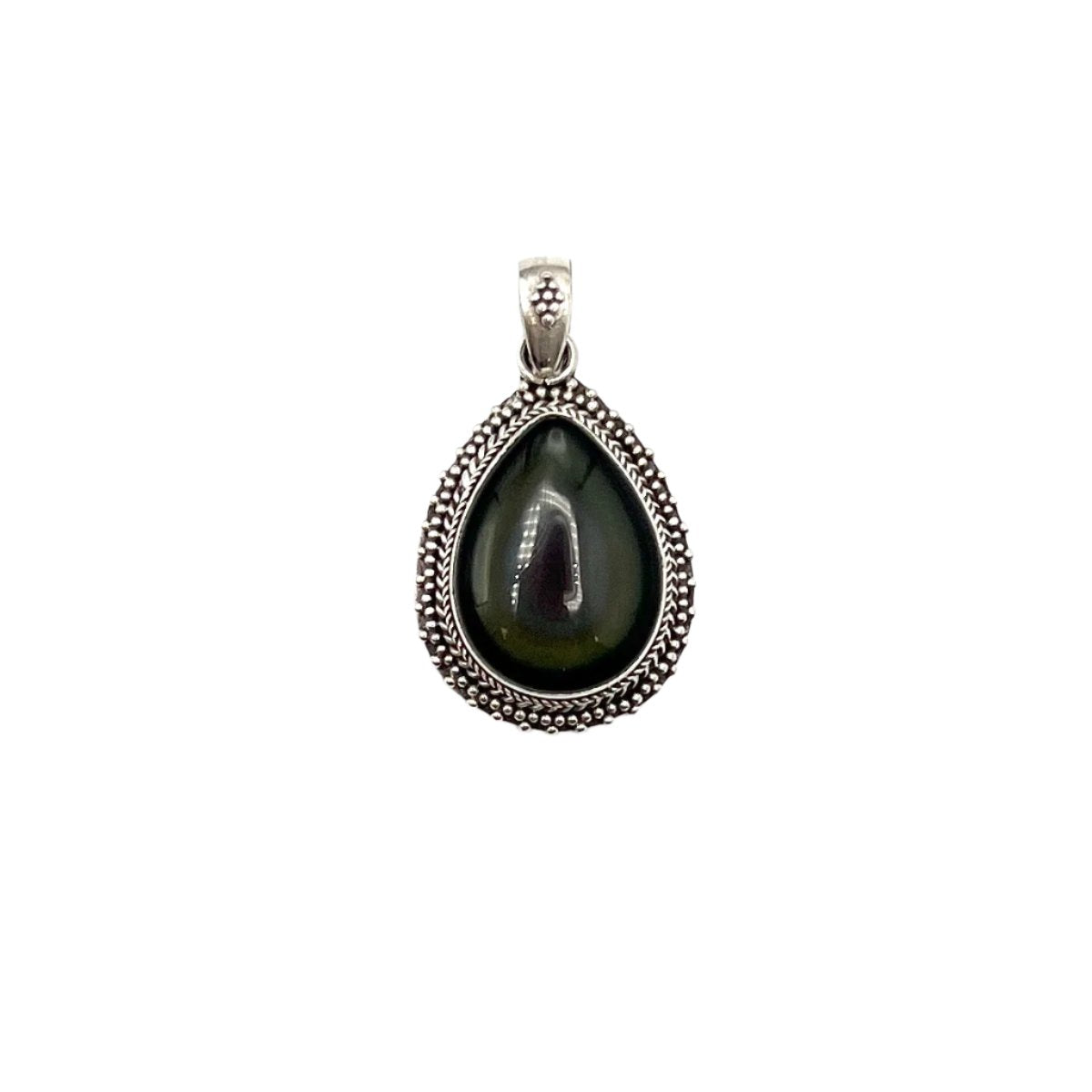 Sterling Silver Rainbow Obsidian Teardrop Pendants