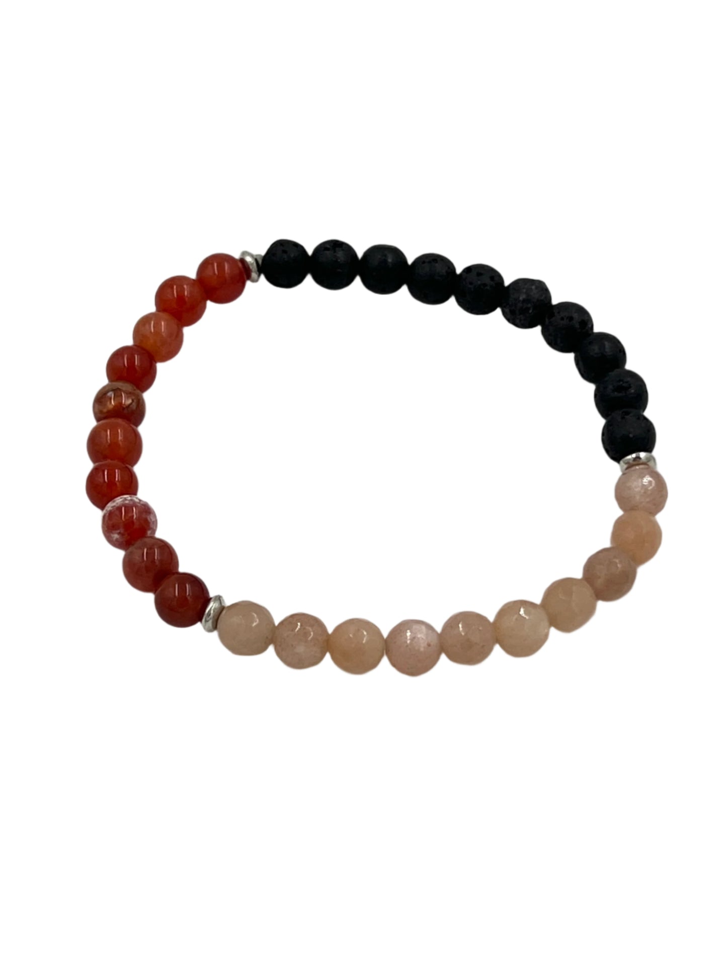 Peach Moonstone & Fire Agate Stretchy Bracelets