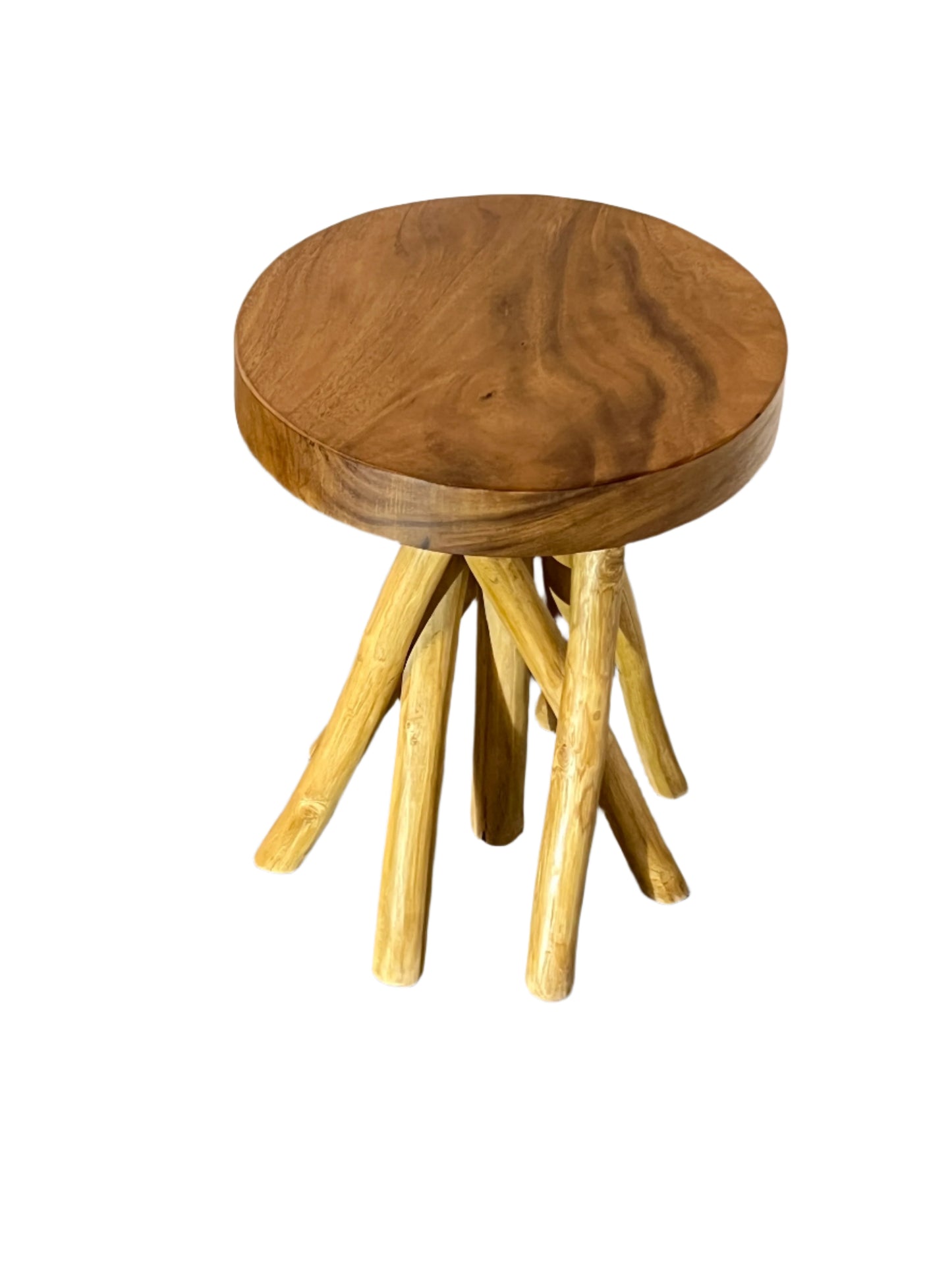 Small Teakwood Stool Intertwined Legs