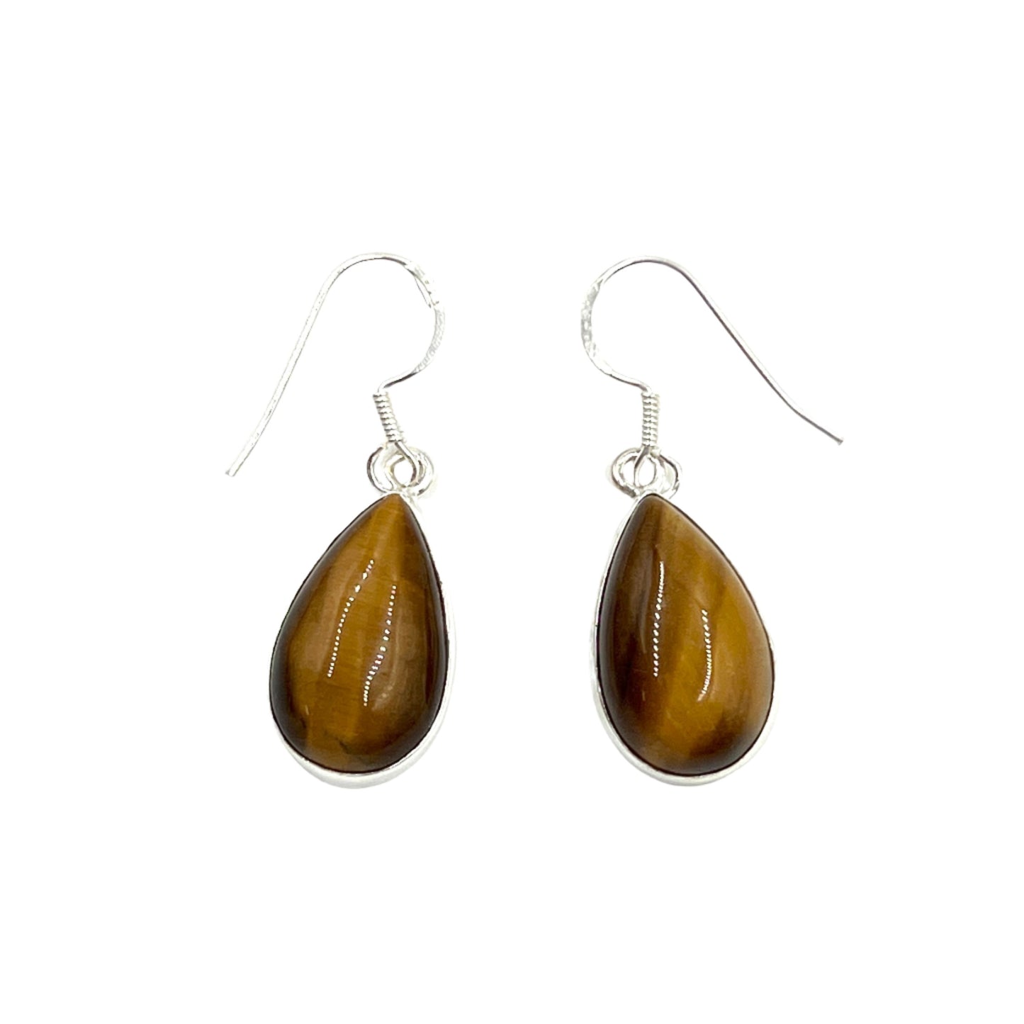 Sterling Silver Teardrop Tigers Eye Earrings