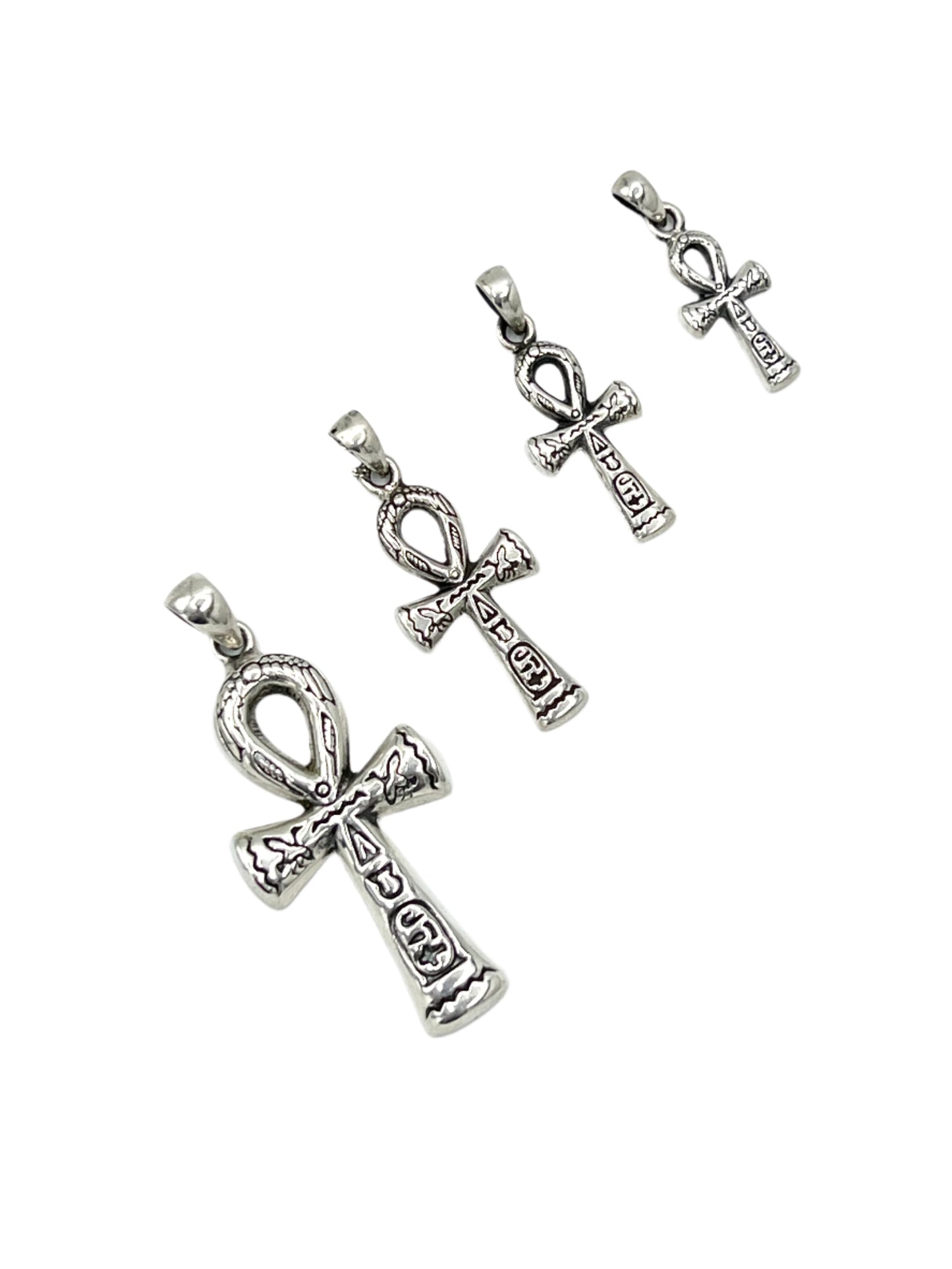 Silver Hieroglyphics Ankh Pendants