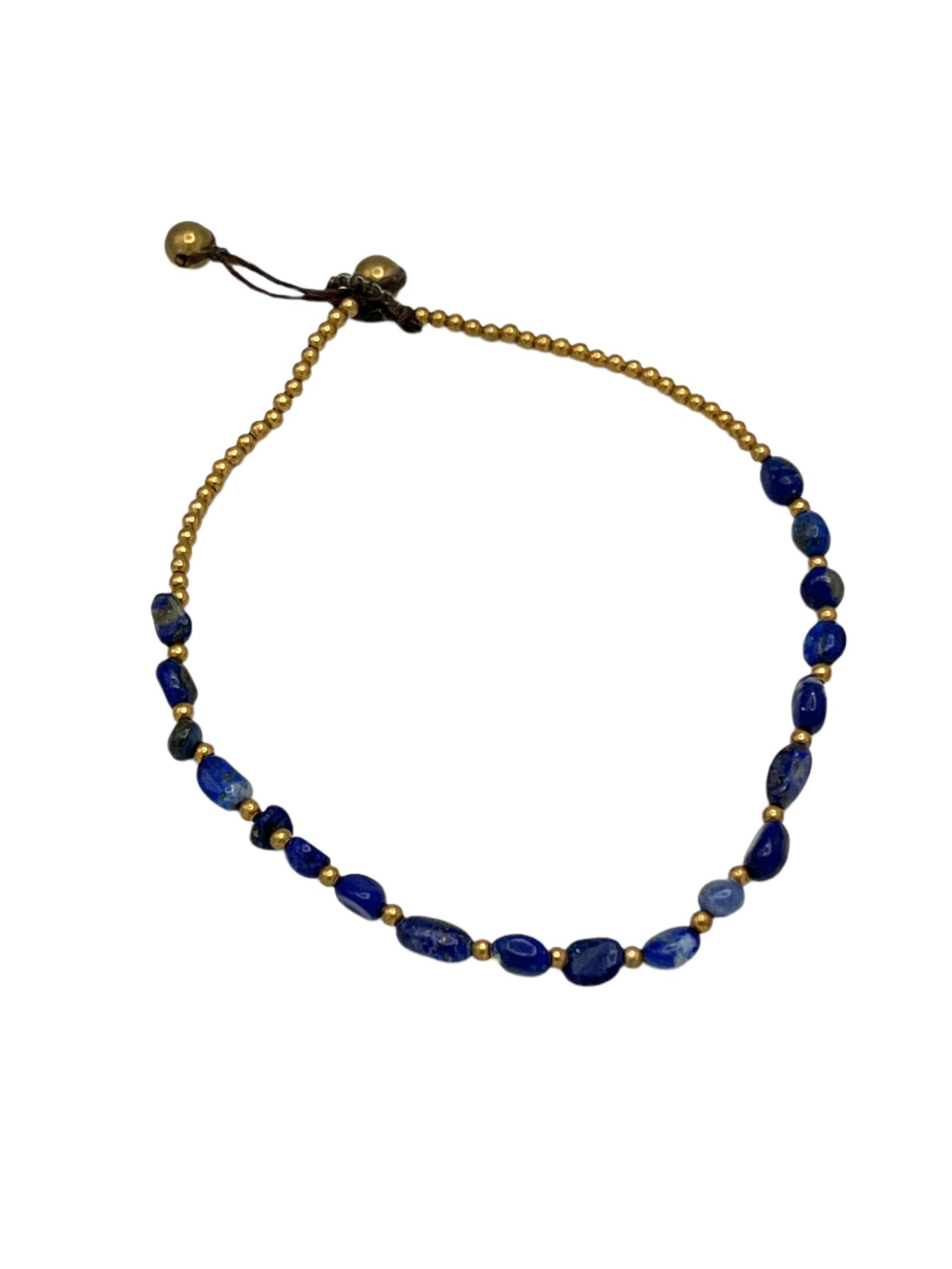 Freeform Gemstone Brass Anklets