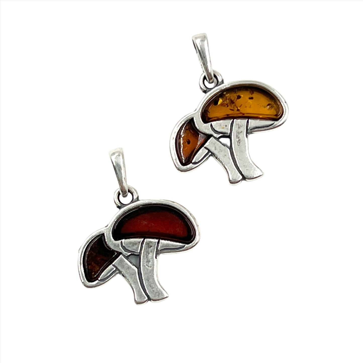 Amber Double Mushroom Pendants