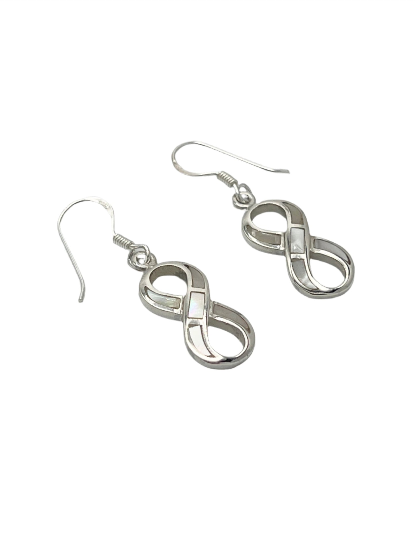 Sterling Silver Shell Infinity Earrings
