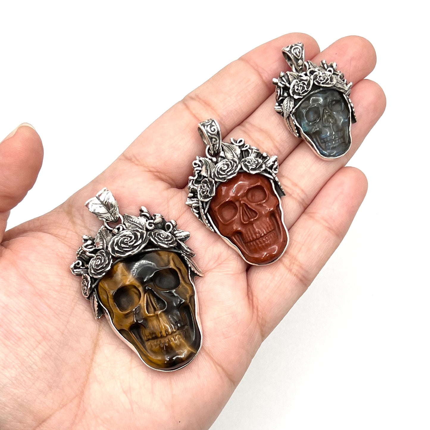 Bertha Skull Gemstone Pendants