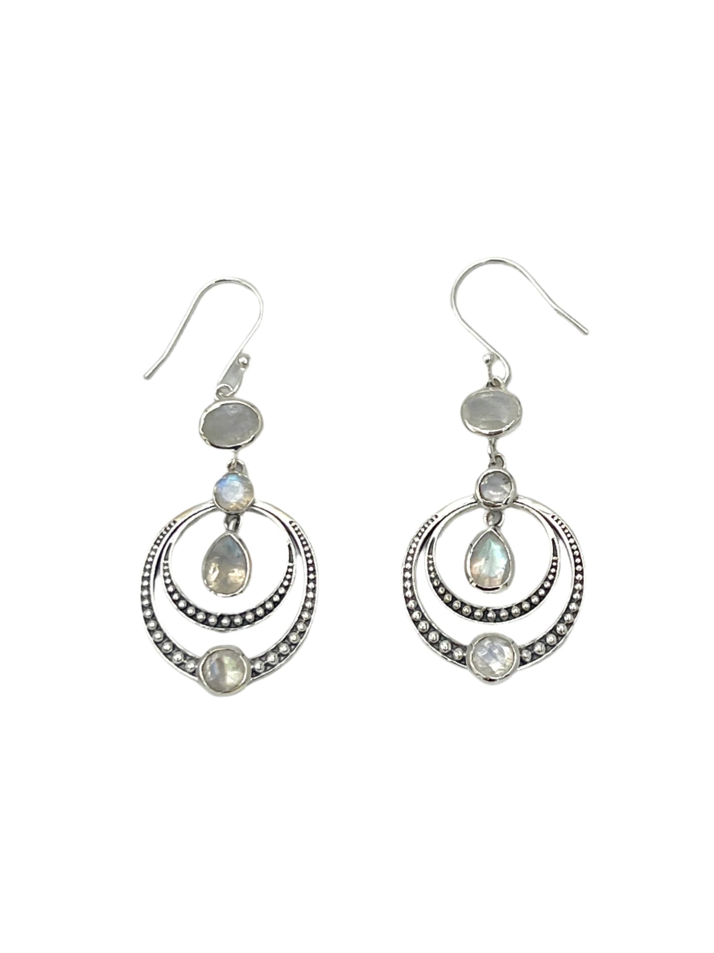 Sterling Silver Gemstone Circle Chandelier Earrings