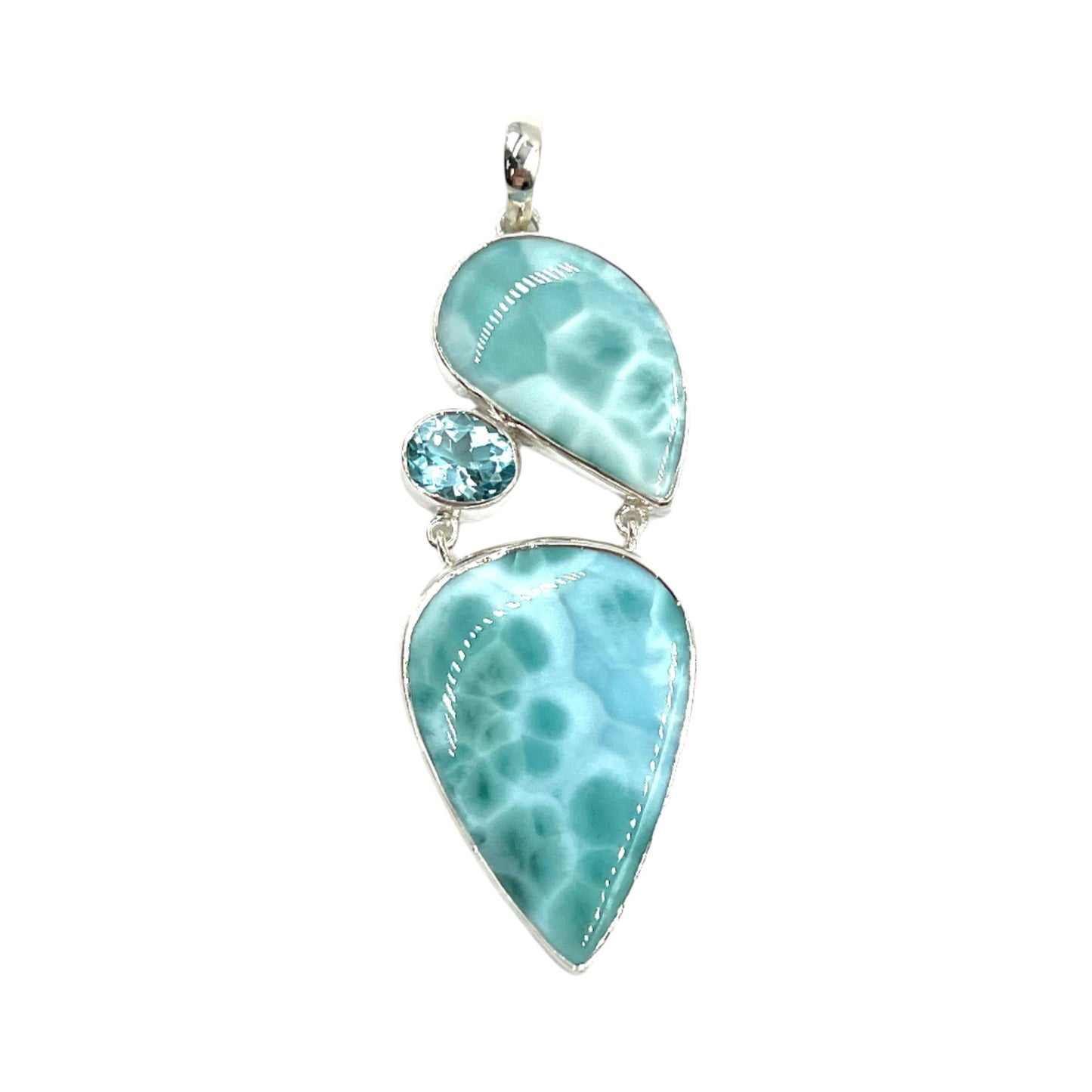 Sterling Silver Larimar & Blue Topaz Pendants