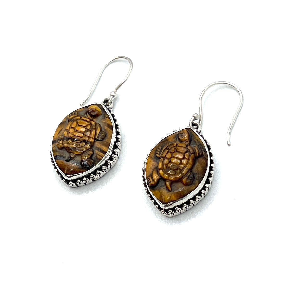 Tigers Eye Turtle Earrings