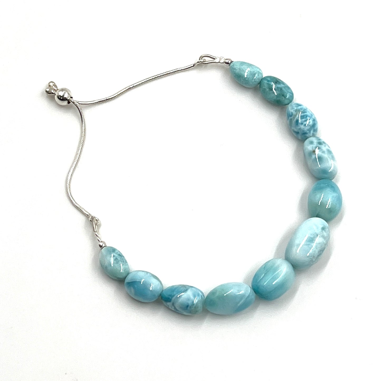 Sterling Silver Beaded Larimar Bracelets
