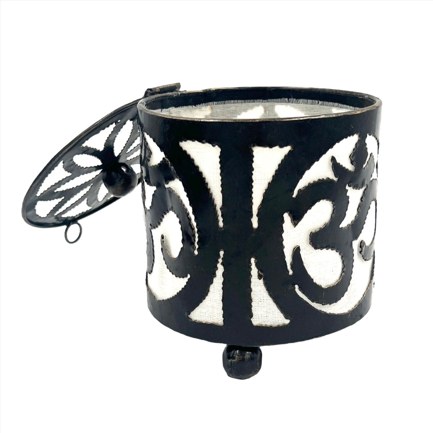 Handcut Om Iron Candle Holders w/ Lid