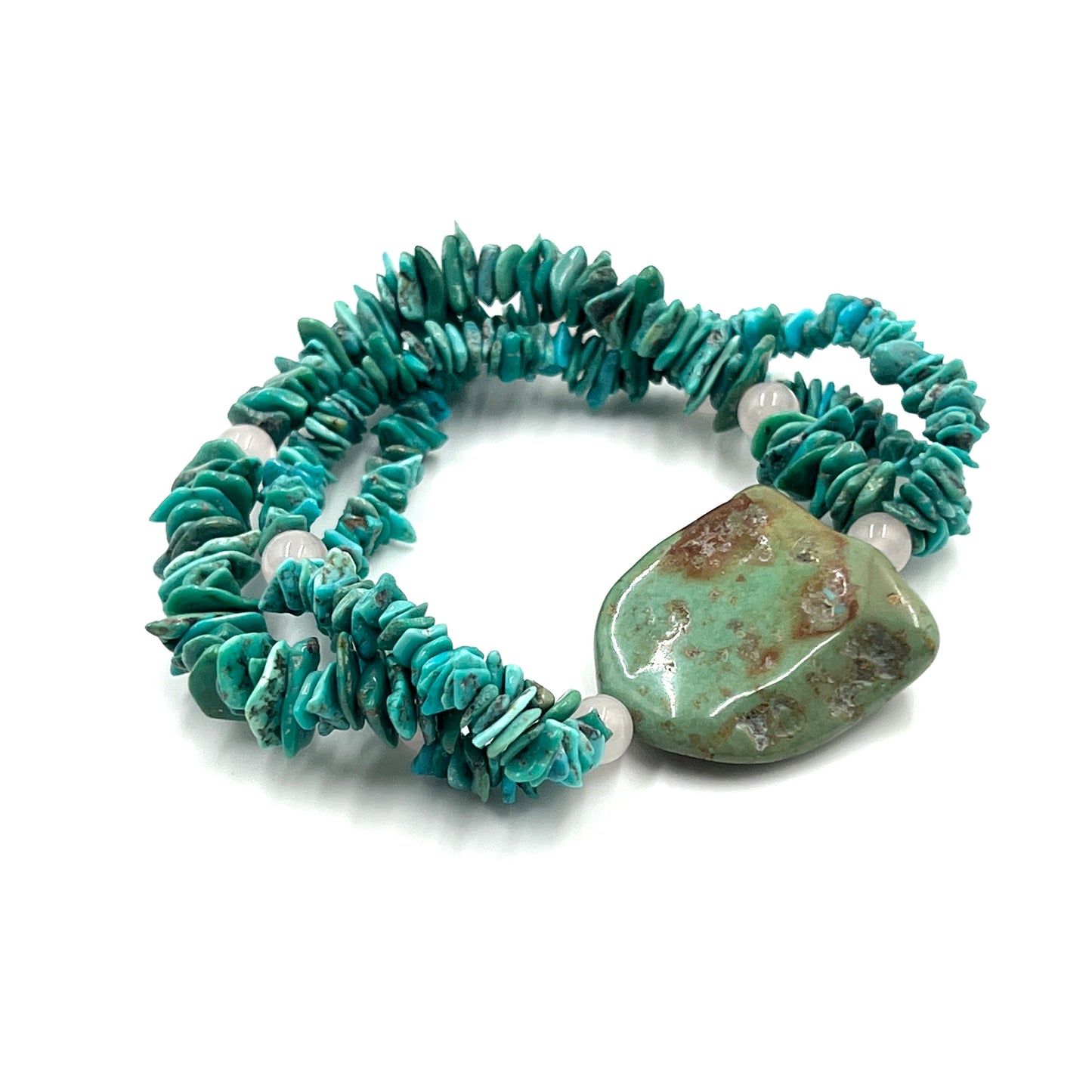 Turquoise Three strand Bracelets with Rose Quartz