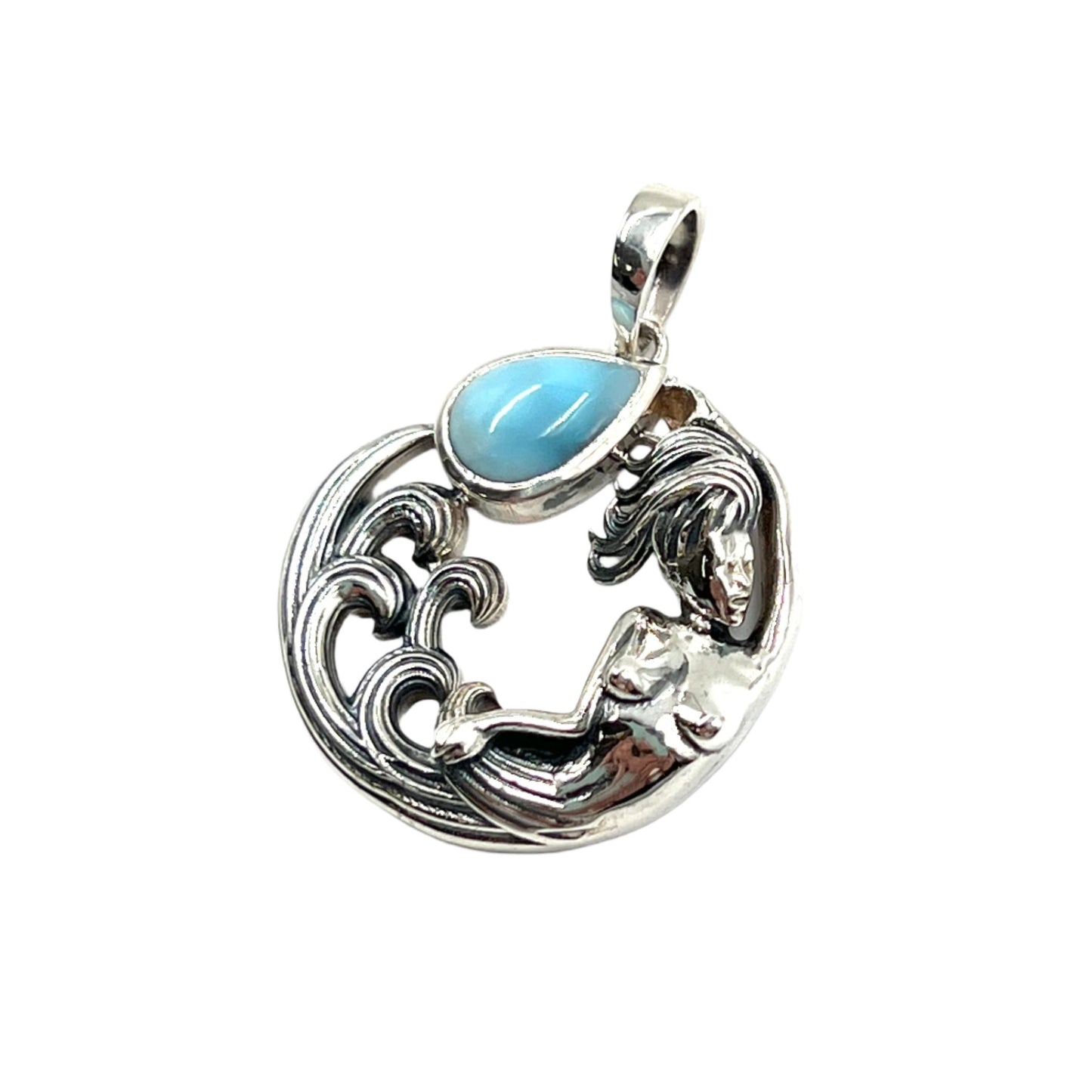Sterling Silver Mermaid Larimar Pendants
