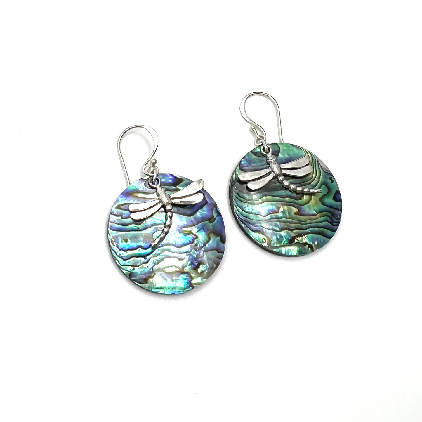 Sterling Silver Dragonfly Abalone Earrings