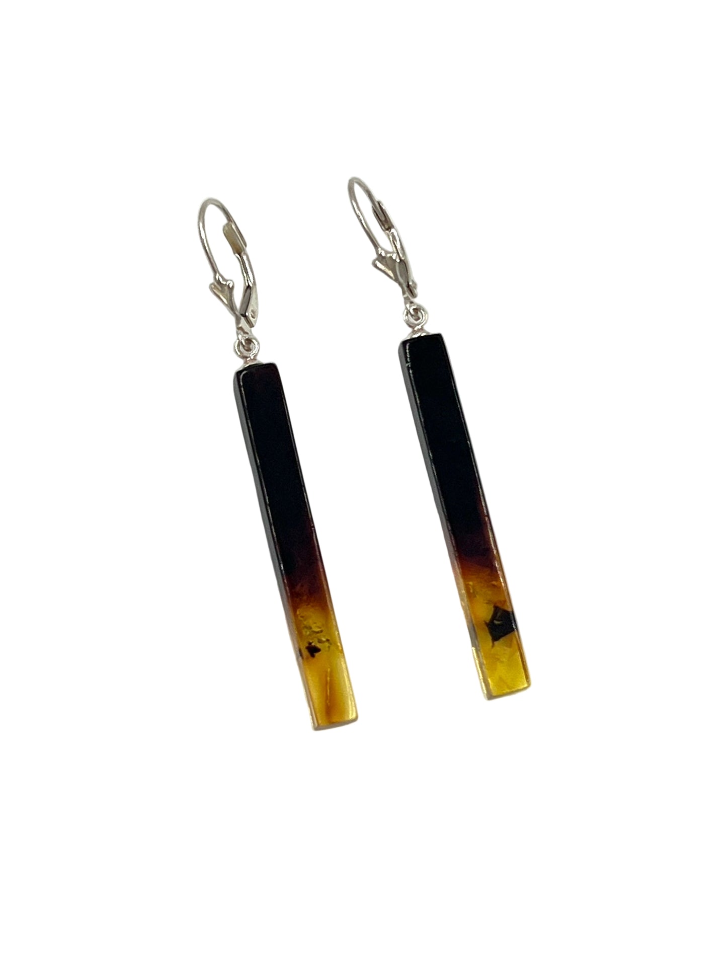 Silver Amber Drop Earrings