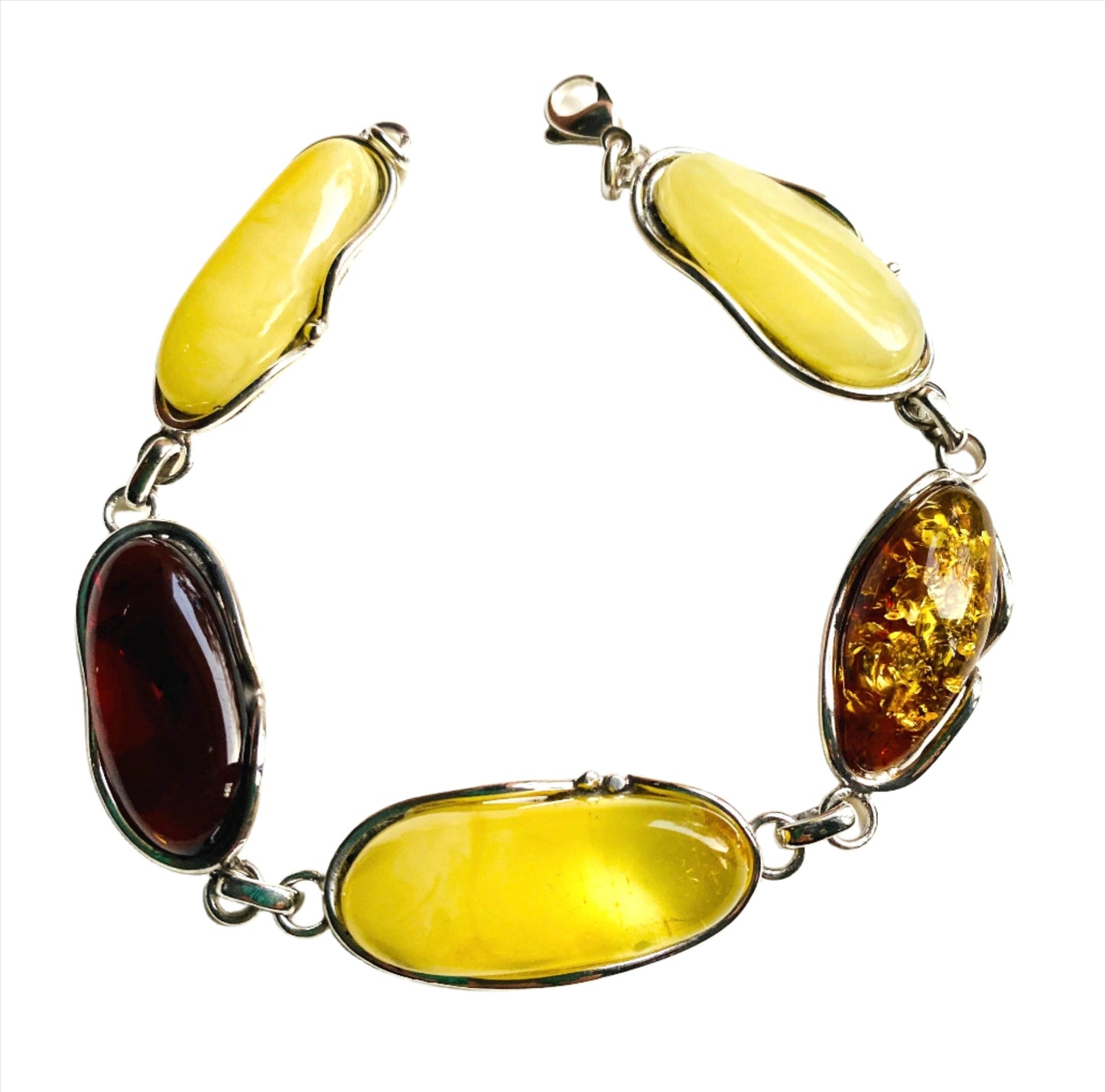 Sterling Silver Multi Color Amber Bracelets