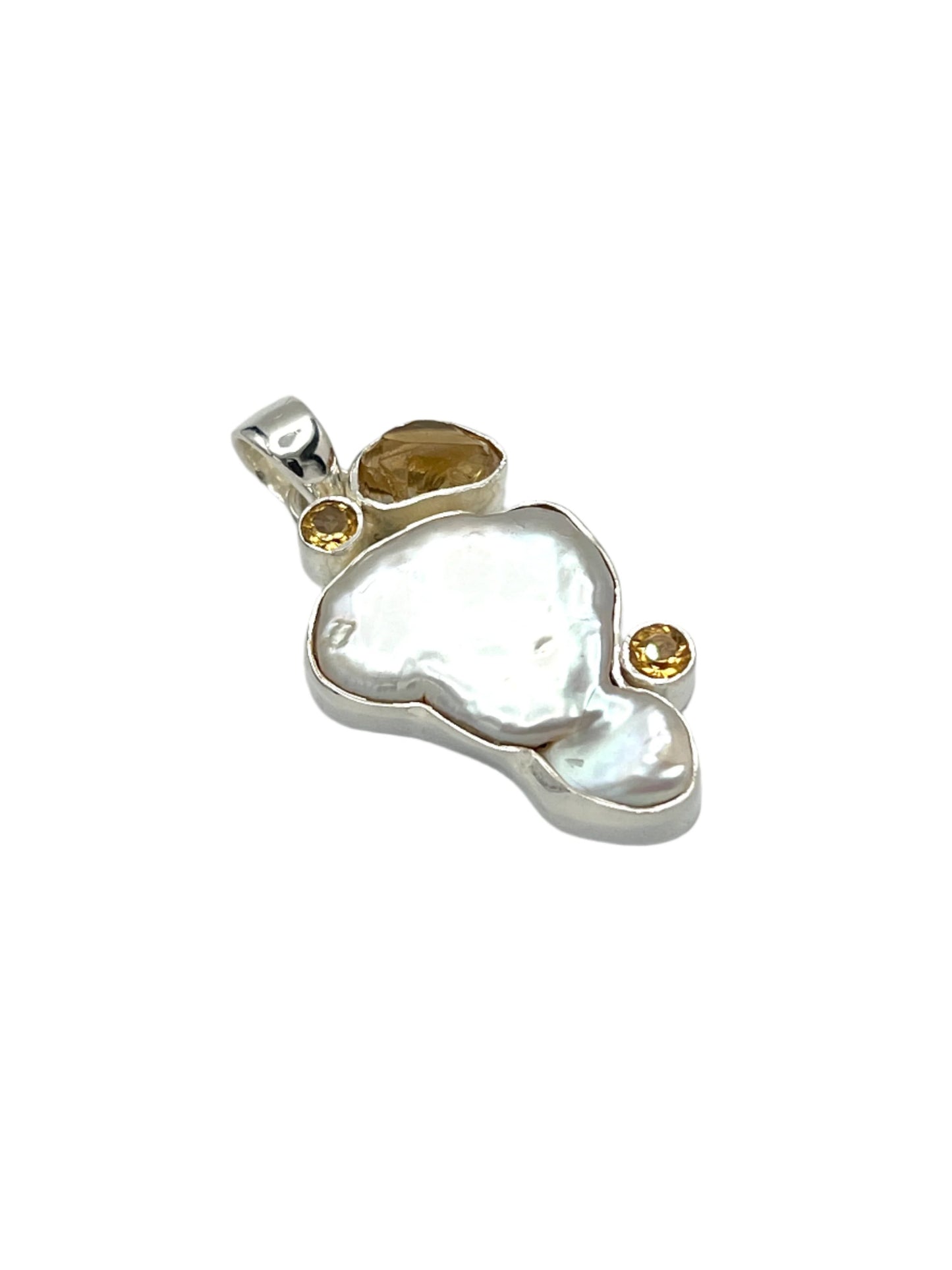 Sterling Silver Pearl & Citrine Pendants
