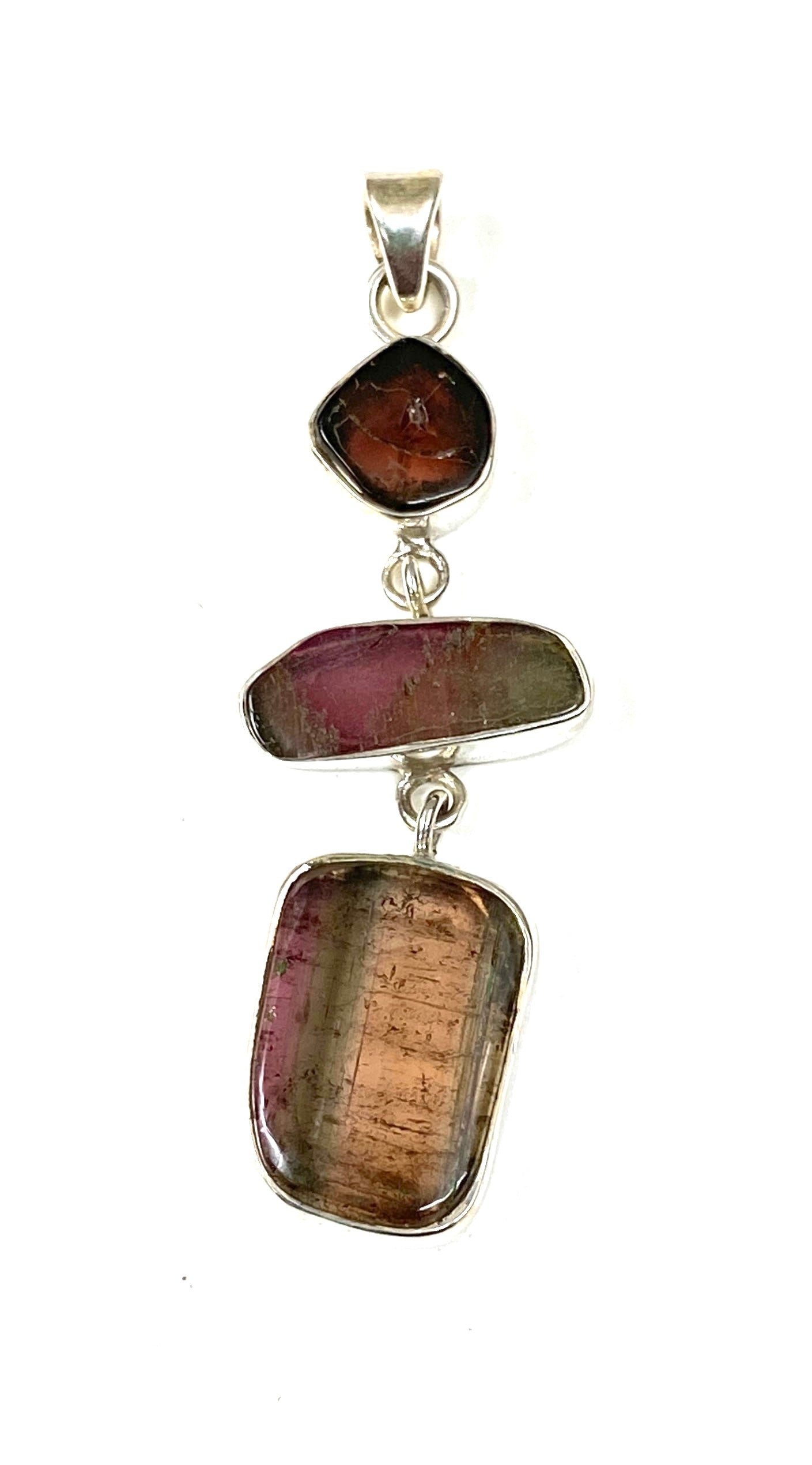 Sliced Watermelon Tourmaline Pendants