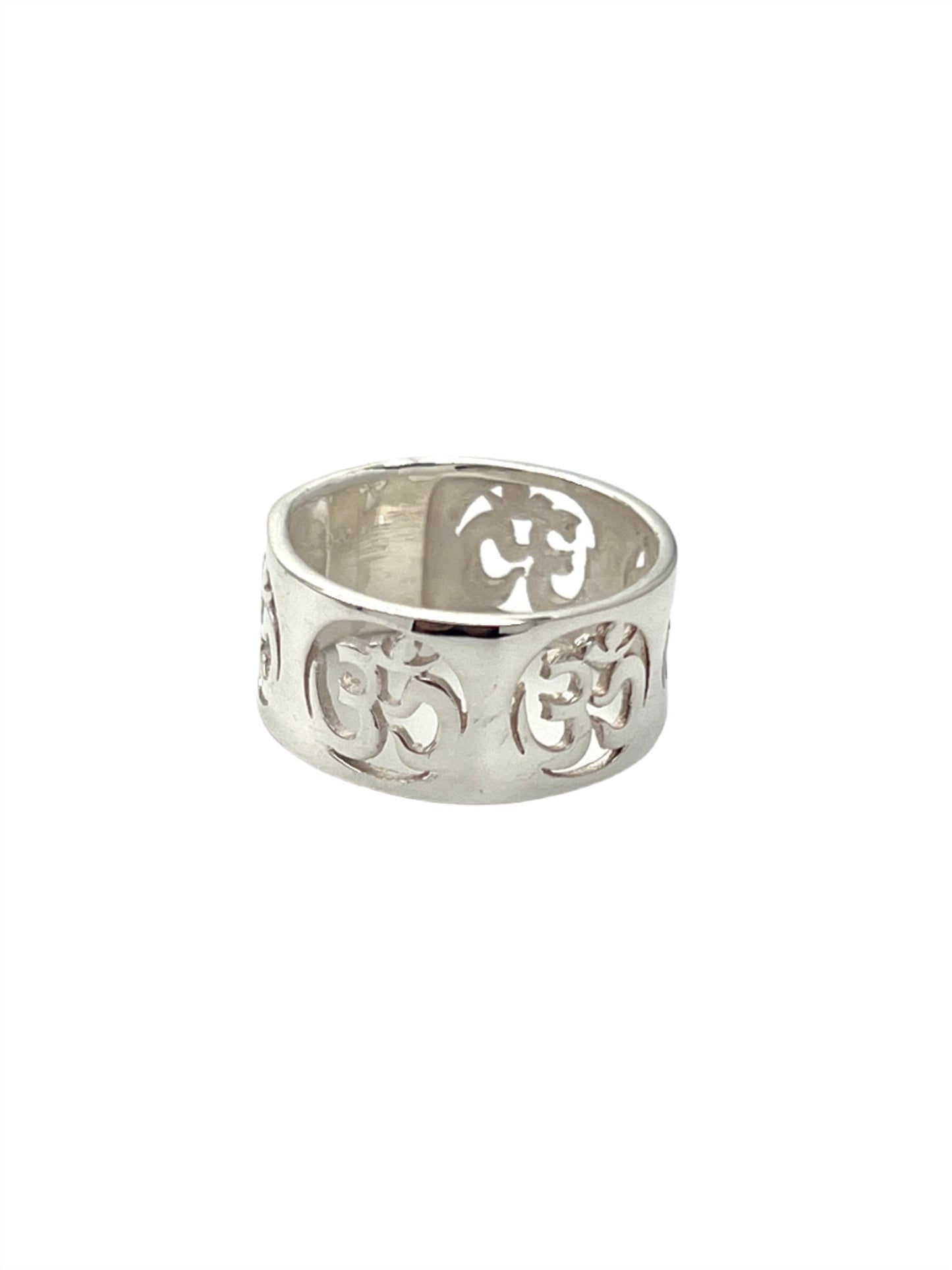 Sterling Silver Om Band Ring