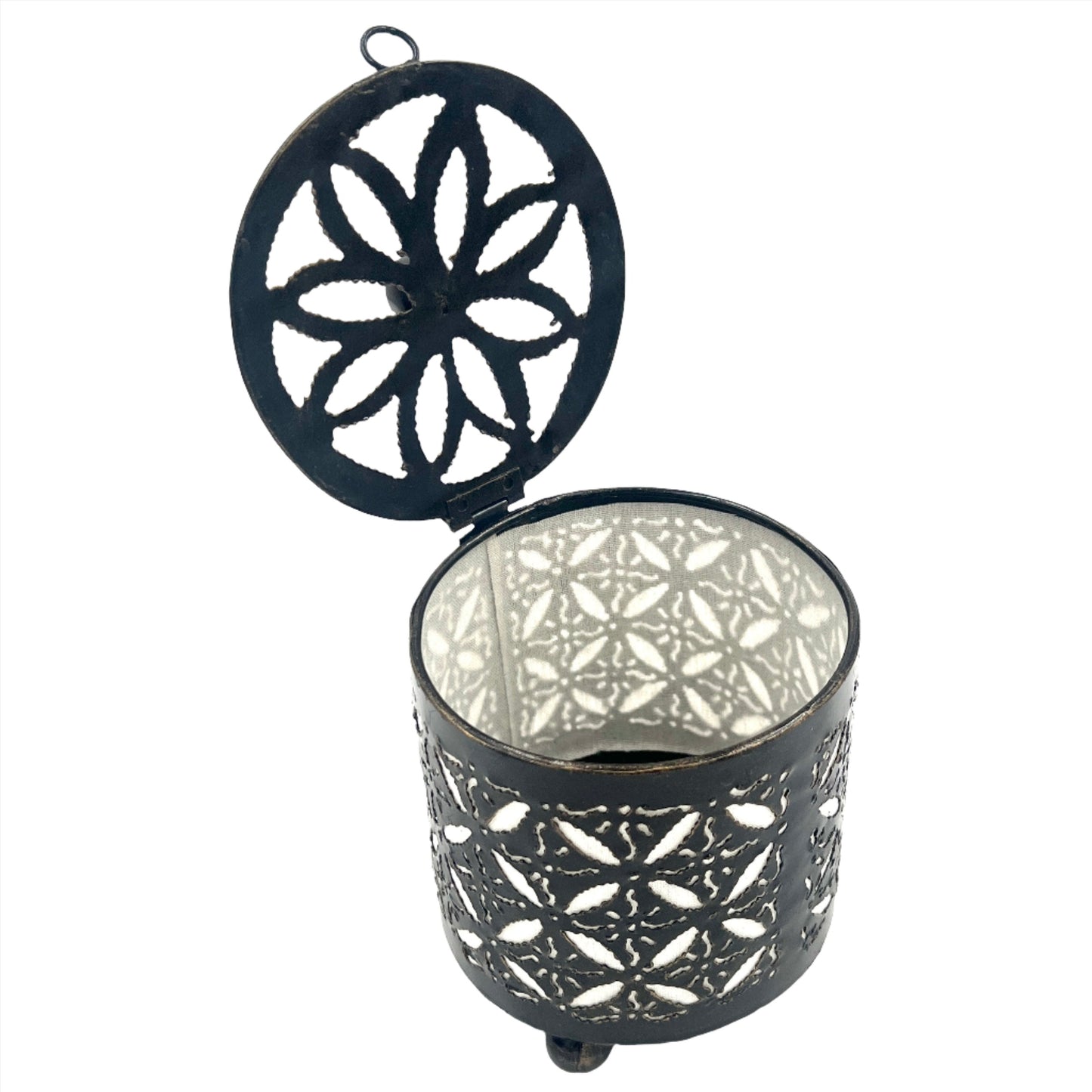 Handcut Full Cut Iron Candle Holders w/ Lid
