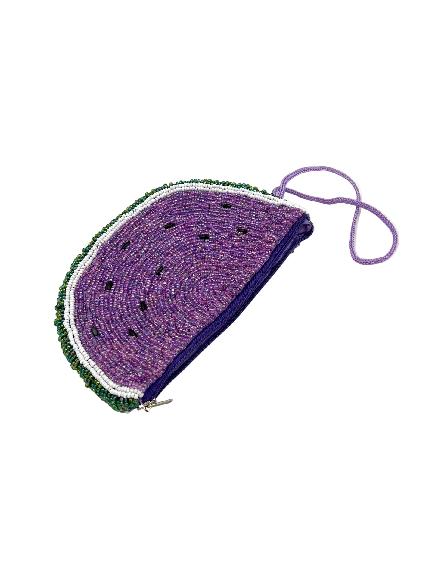 Beaded Purple Watermelon Coin Purse