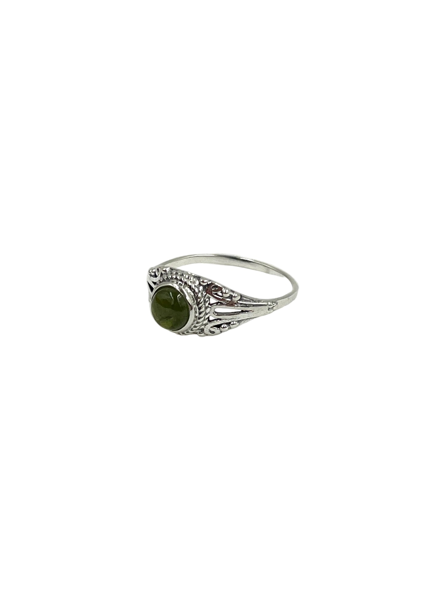 Green Tourmaline Round Ring