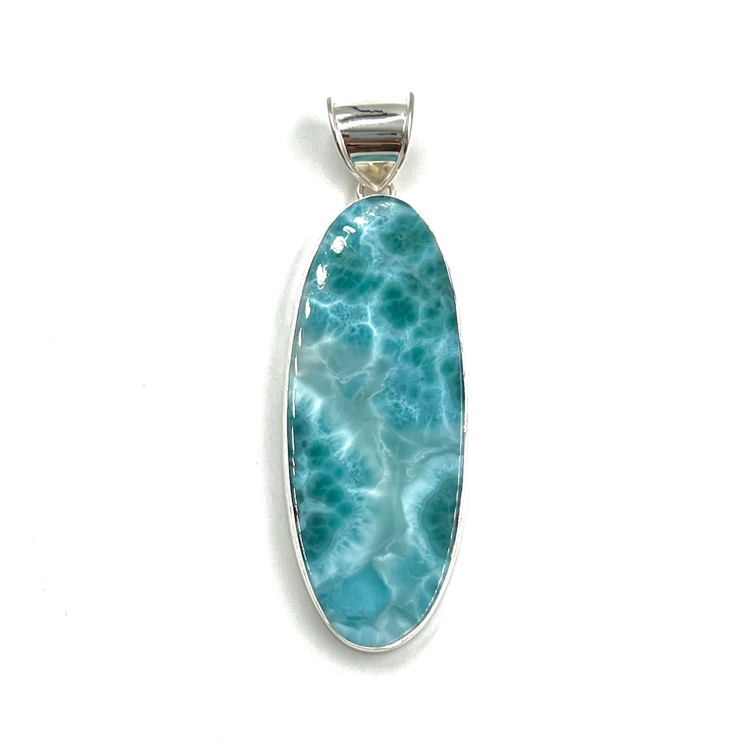 Sterling Silver Oval Larimar Pendants