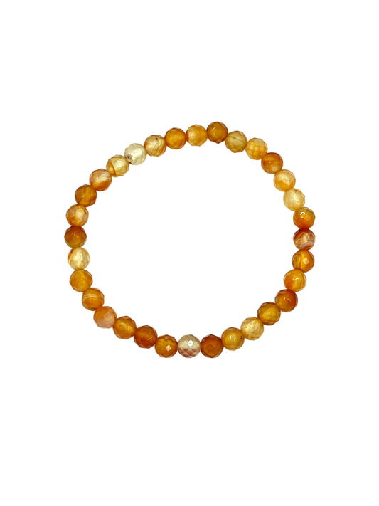 Faceted Carnelian Beaded Bracelet