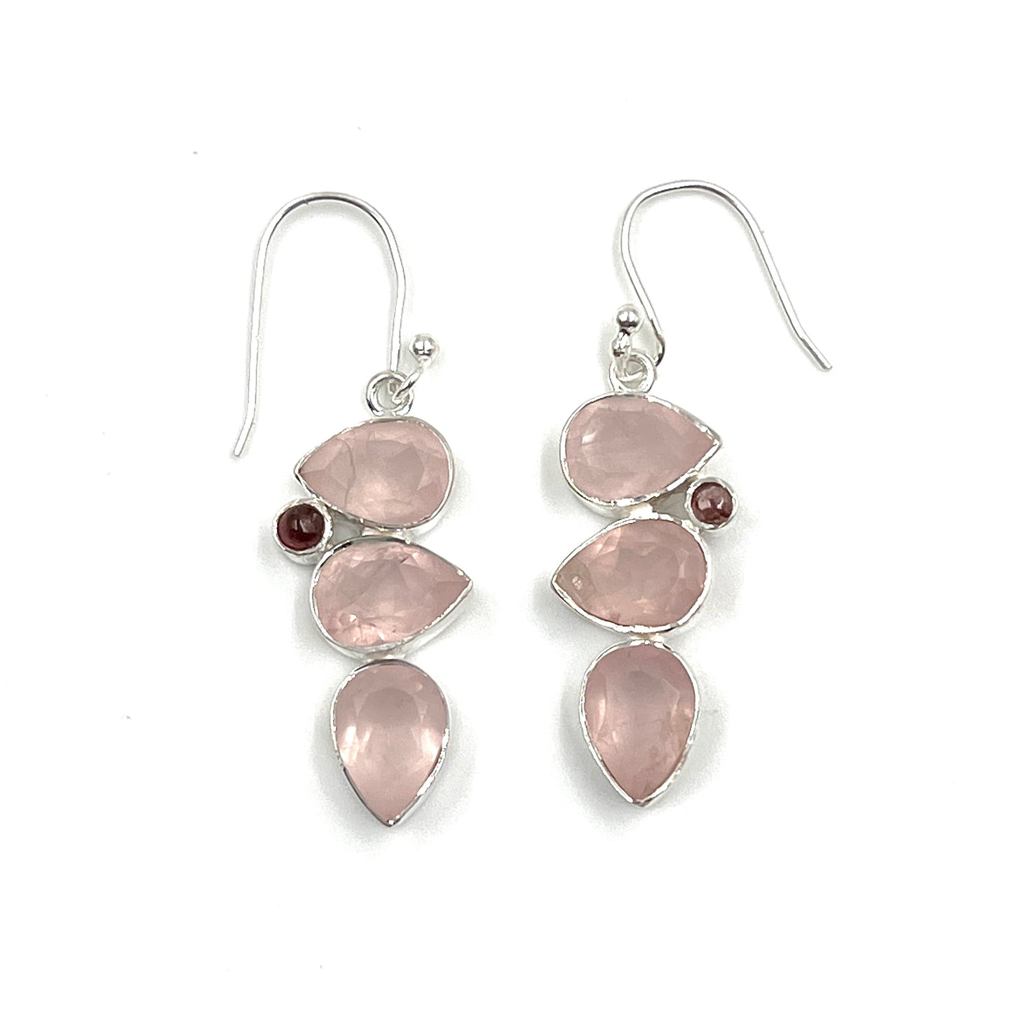 Teardrop Rose Quartz & Tourmaline Earrings
