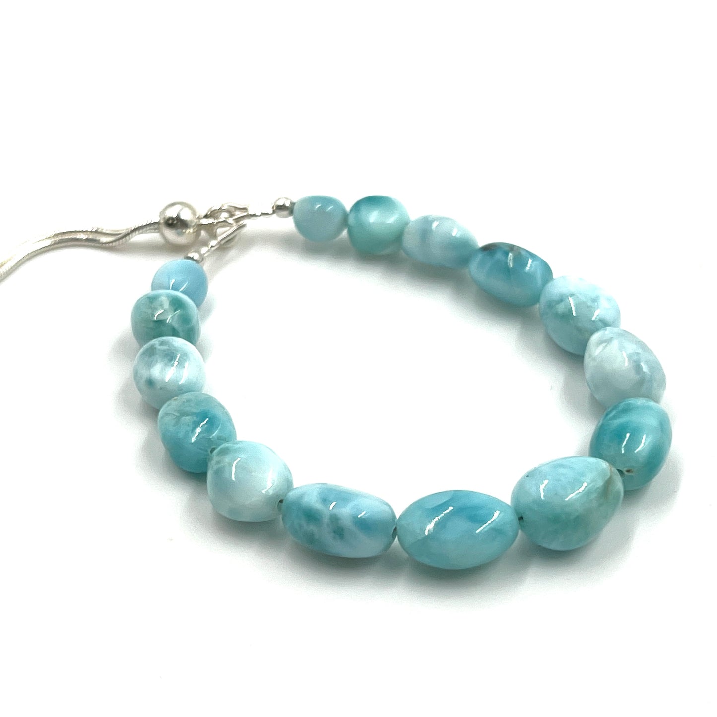 Sterling Silver Beaded Larimar Bracelets