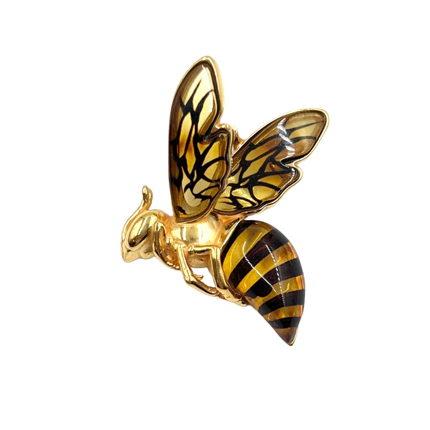Gold Plated Silver Amber Queen Bee Pendants