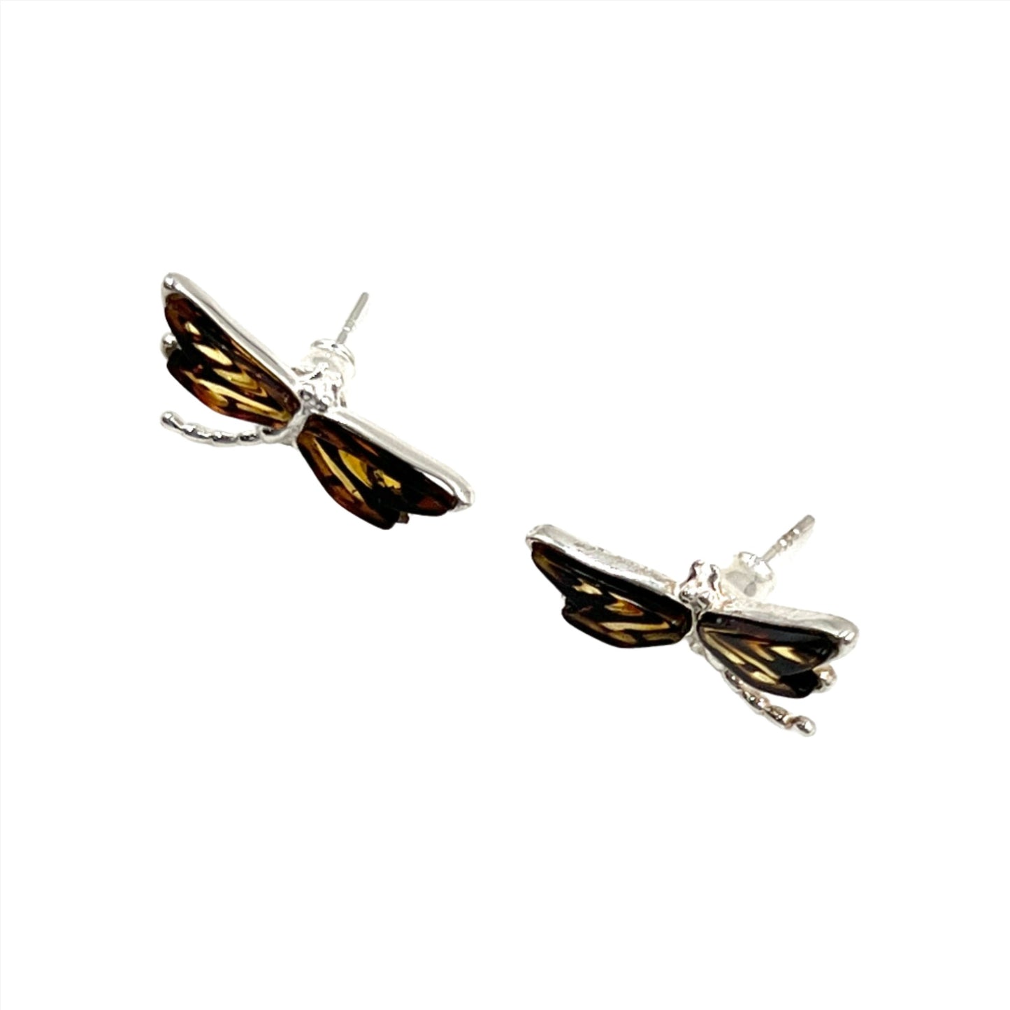 Amber Dragonfly Studs