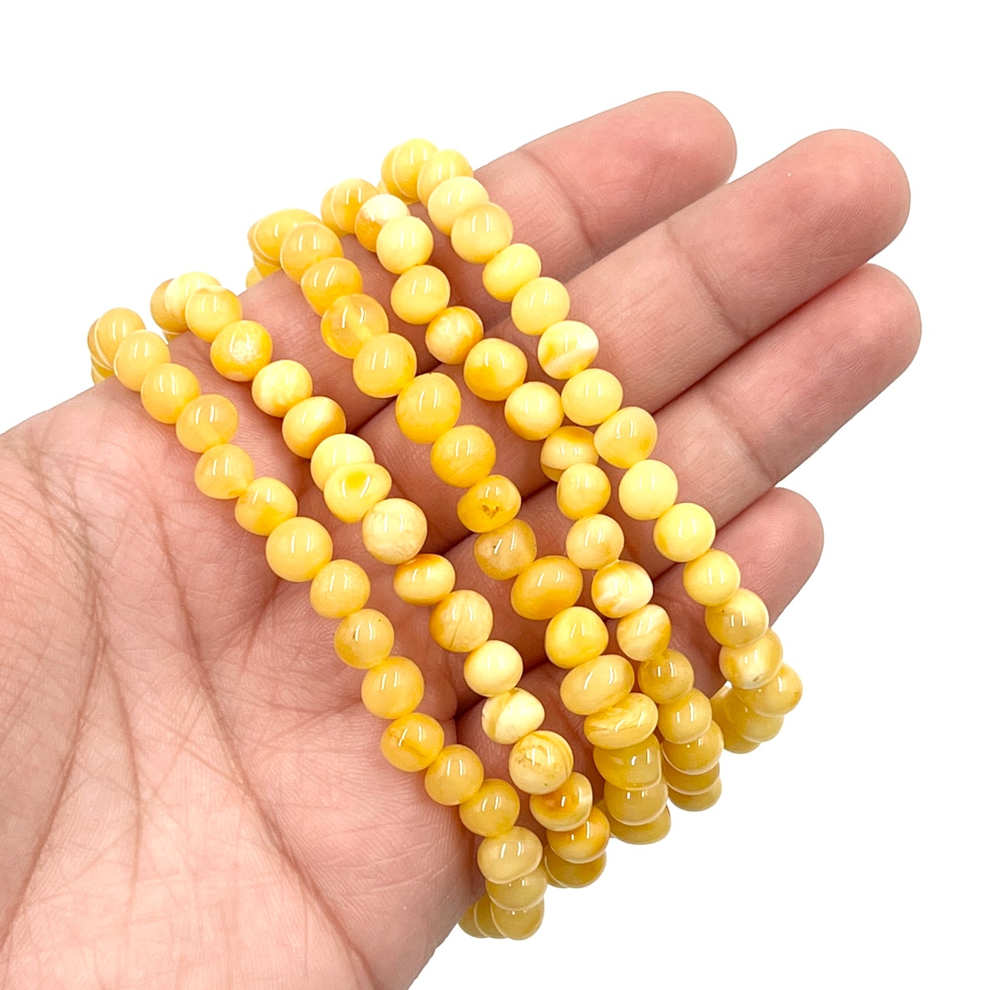 Polished Butterscotch Amber Stretchy Bracelets