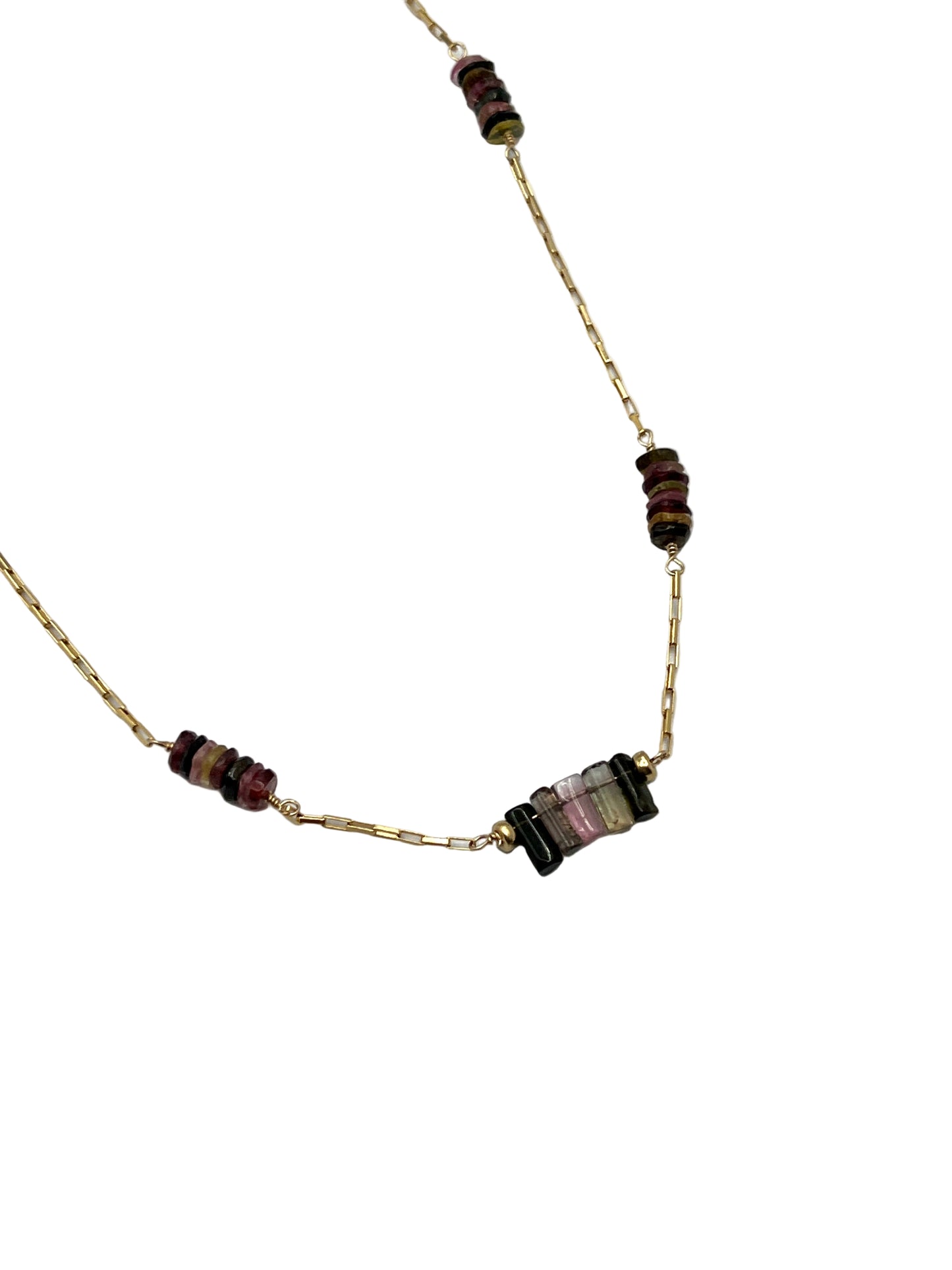 Watermelon Tourmaline Gold Filled Necklaces