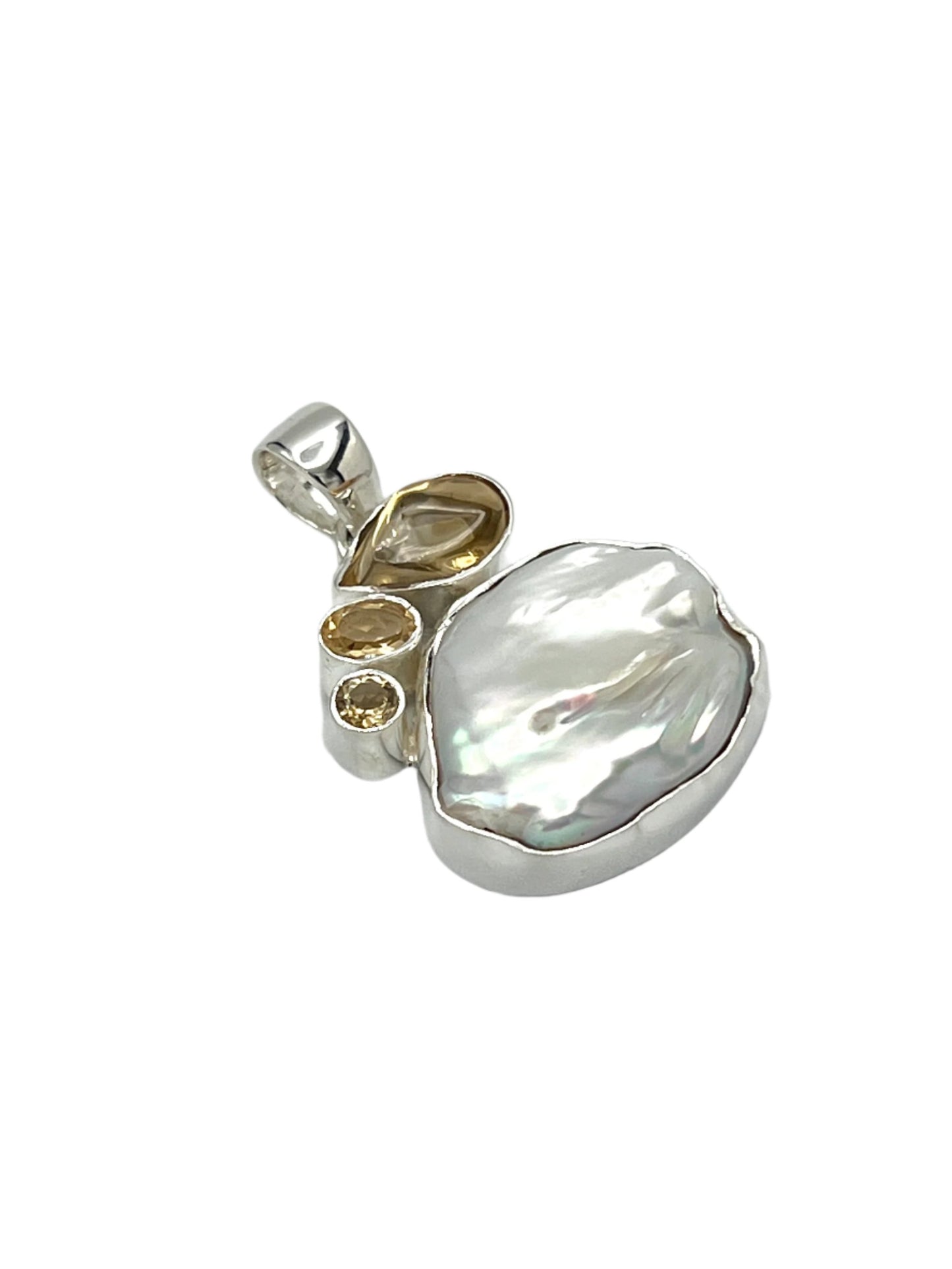 Sterling Silver Pearl & Citrine Pendants