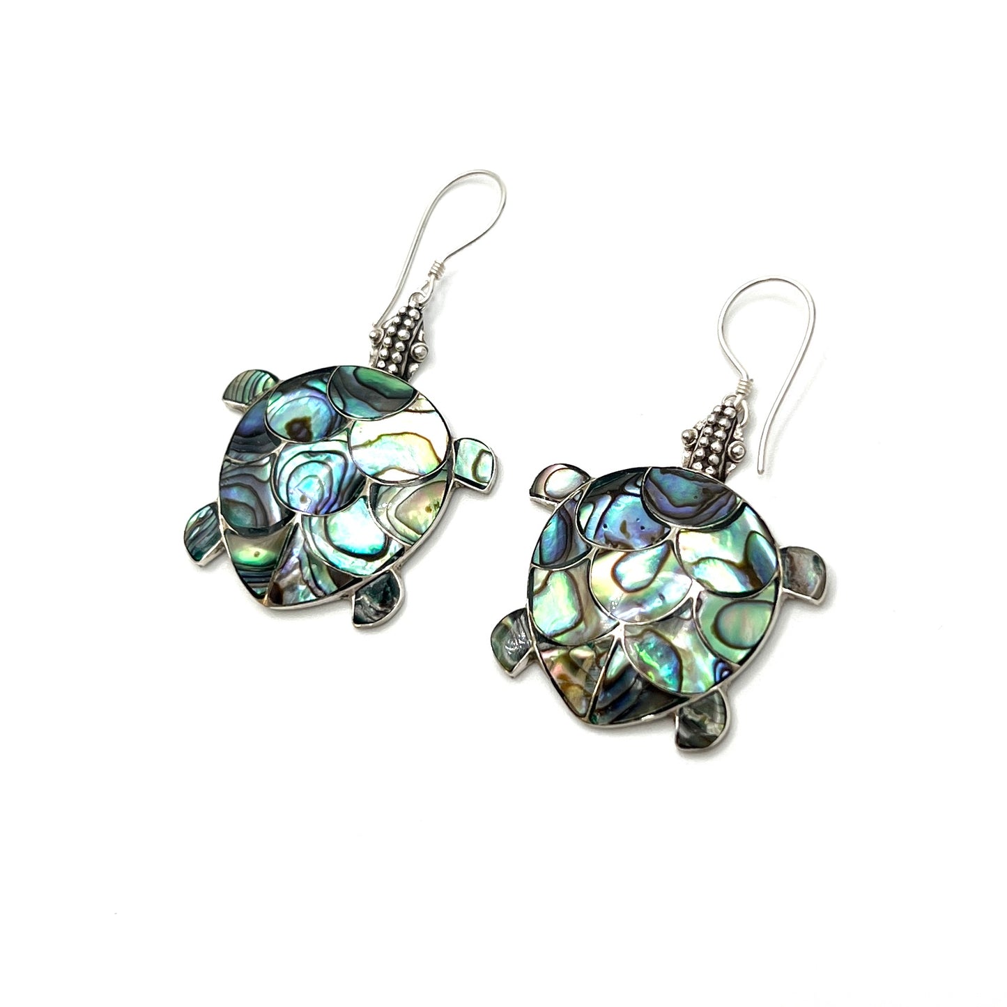 Sterling Silver Sea Turtles Abalone Earrings