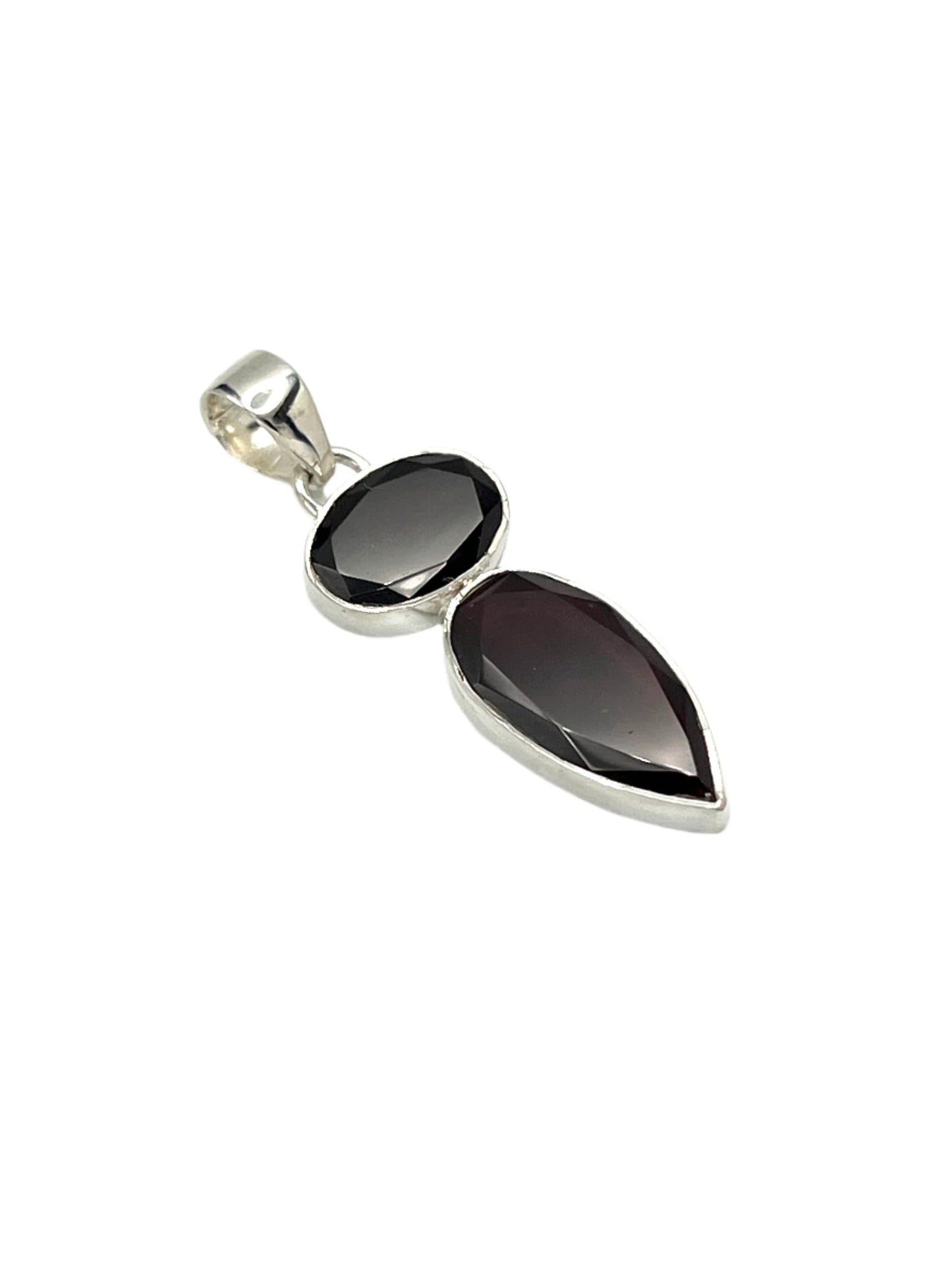 Sterling Silver Garnet Faceted Pendants