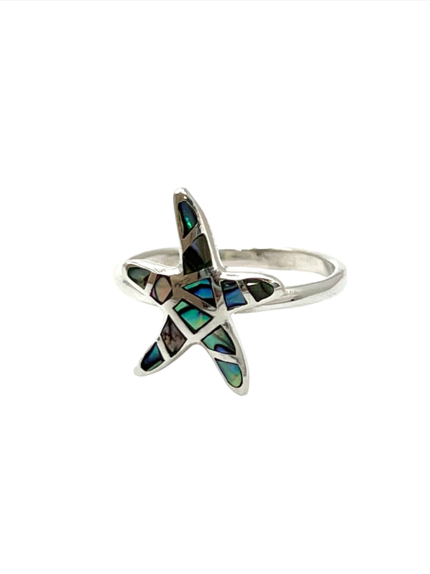 Sterling Silver Abalone Starfish Ring