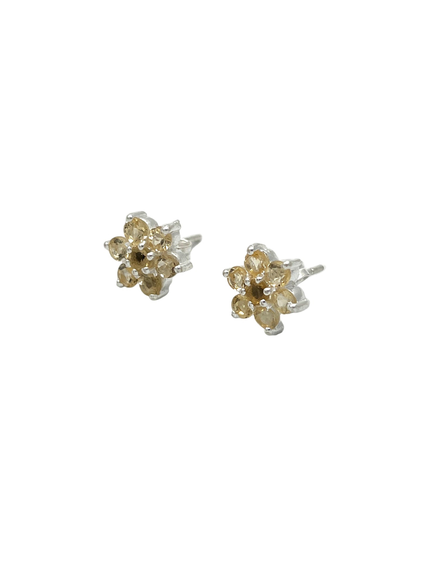 Faceted Gemstone Flower Stud