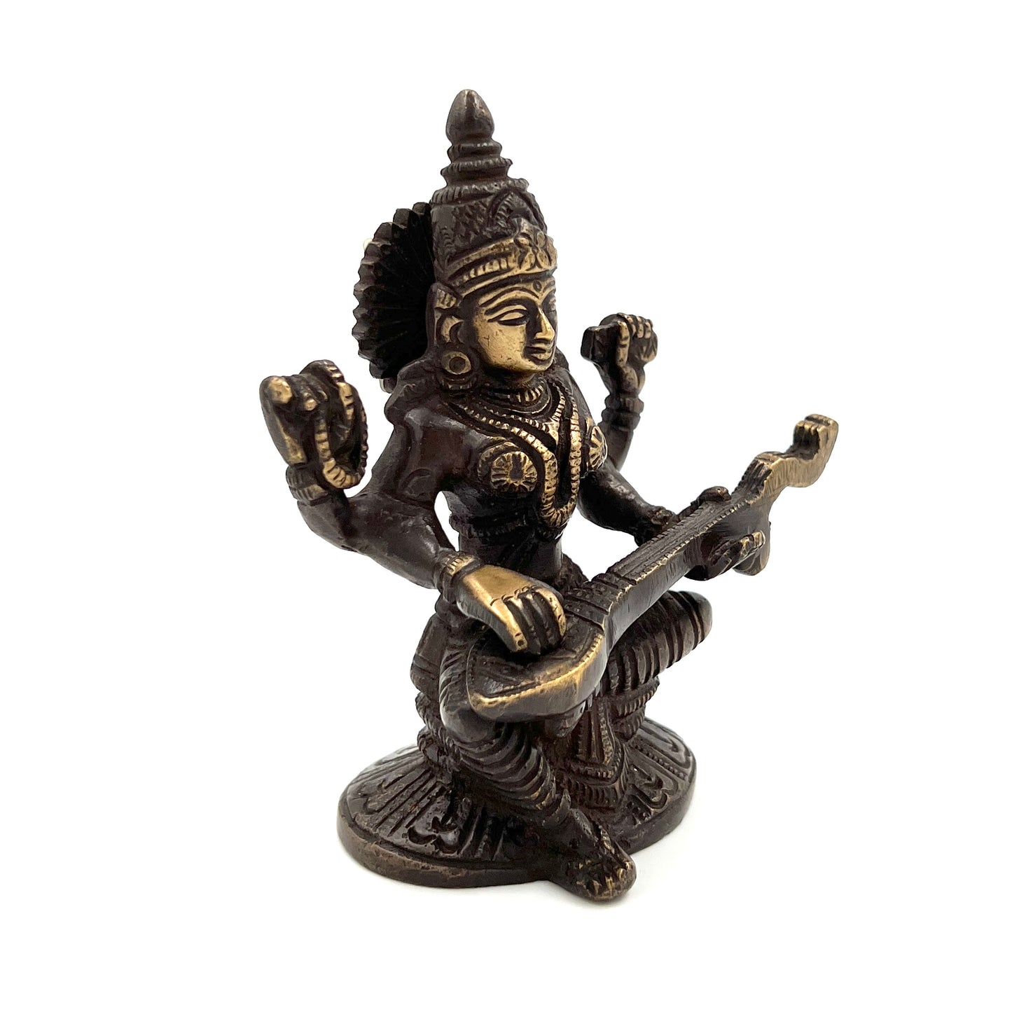 Hand Finished Brass Saraswati Statue