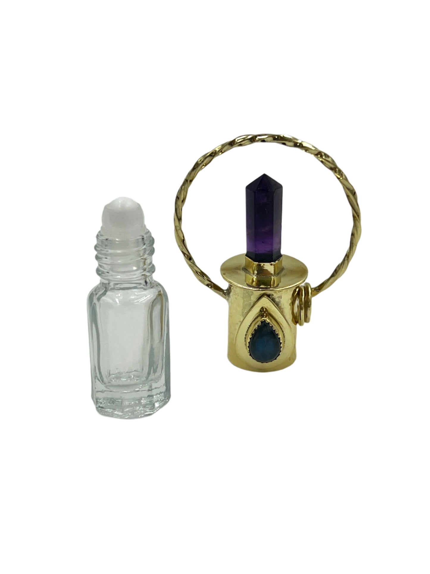 Amethyst Oil Bottle Bronze Pendants