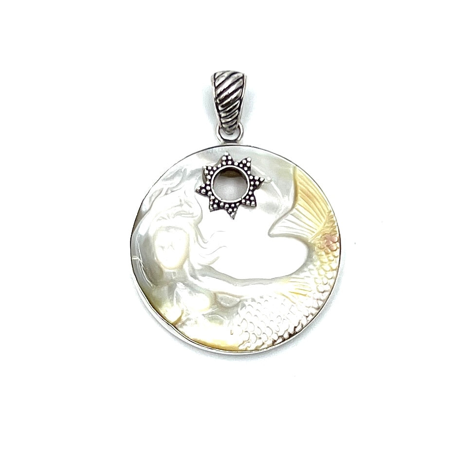 Sterling Silver Mother of Pearl Mermaid Pendants