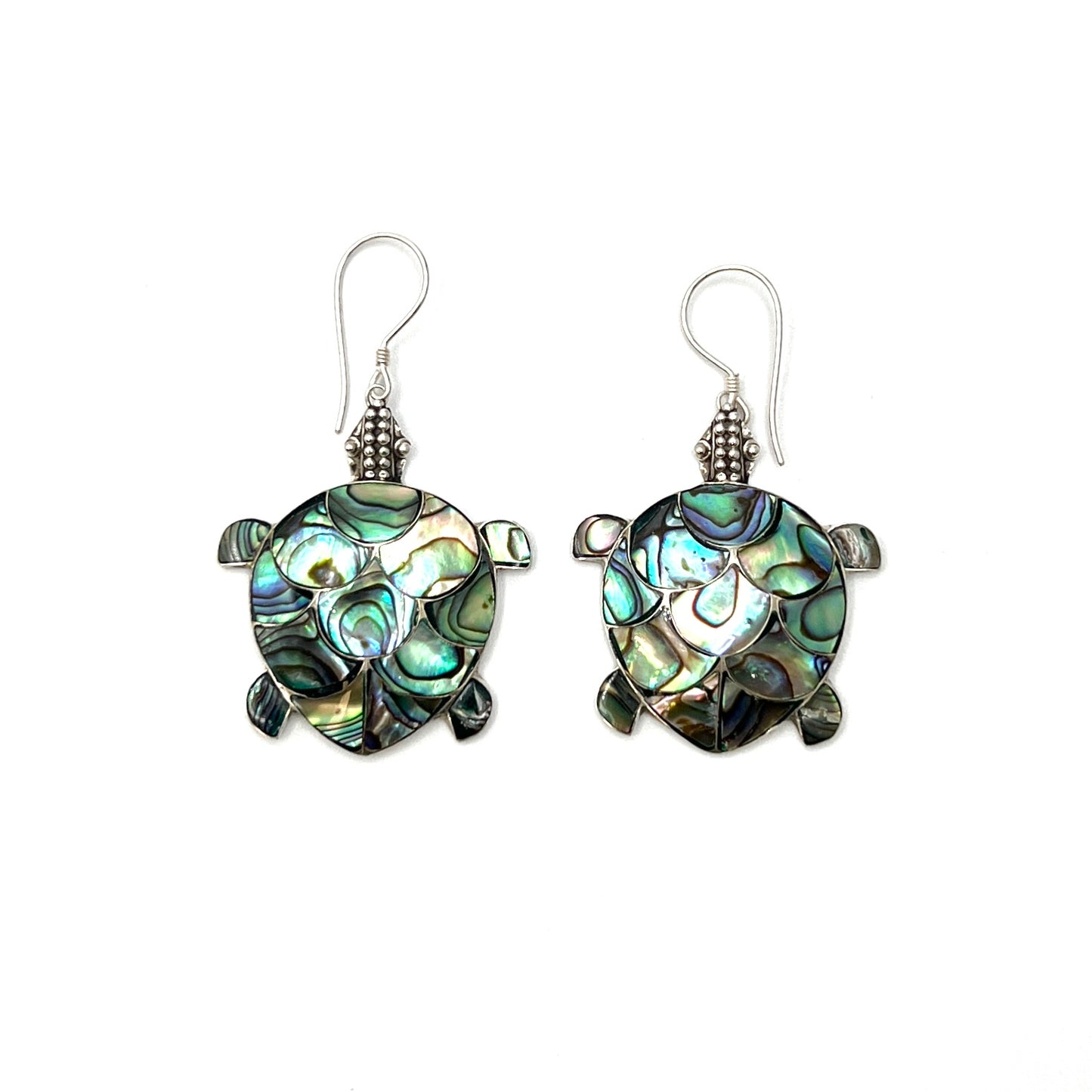 Sterling Silver Sea Turtles Abalone Earrings