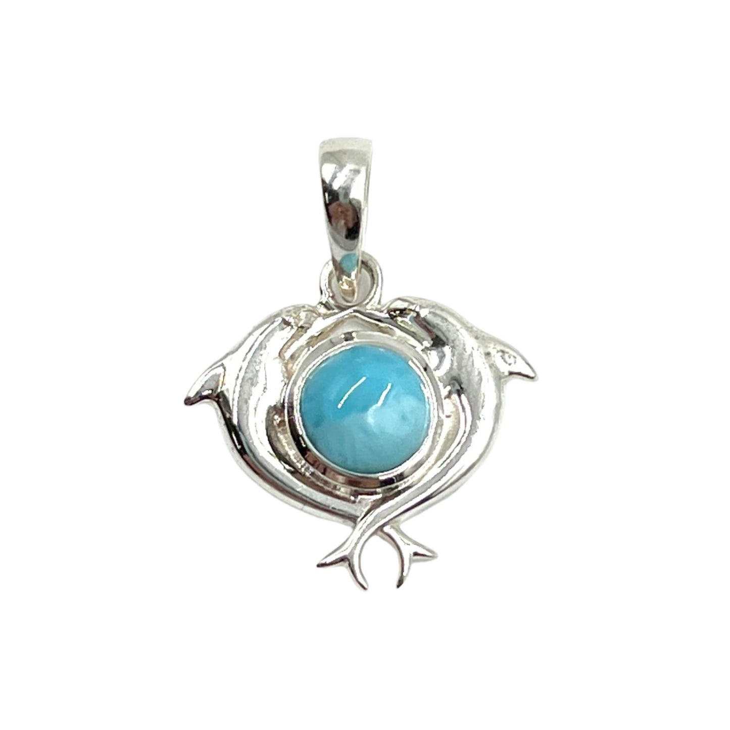 Sterling Silver Dolphin Larimar Pendants