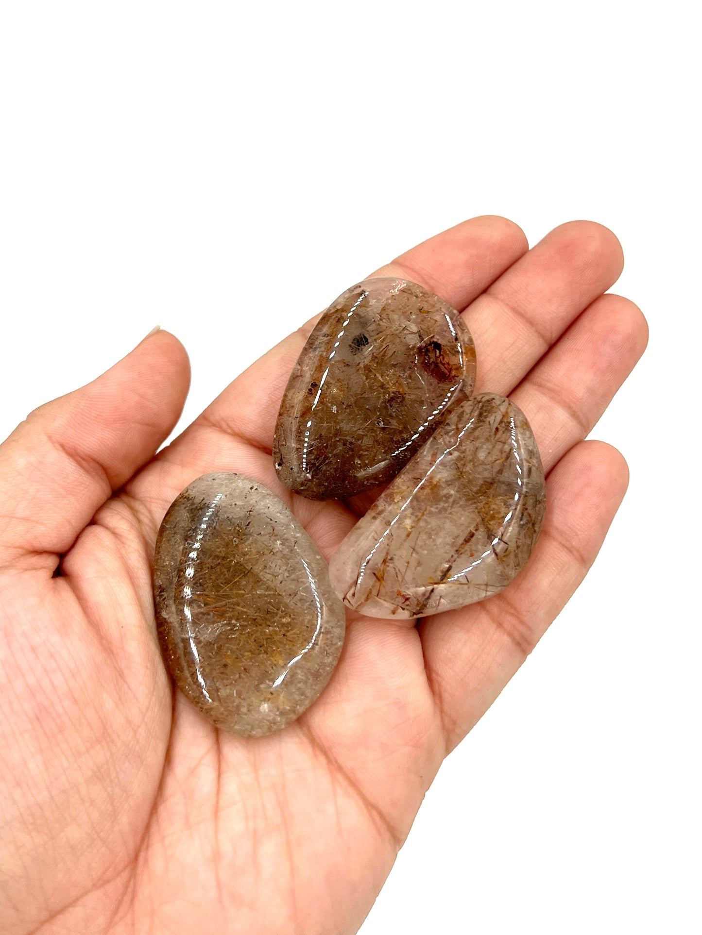 Rutilated Quartz Palm Stones
