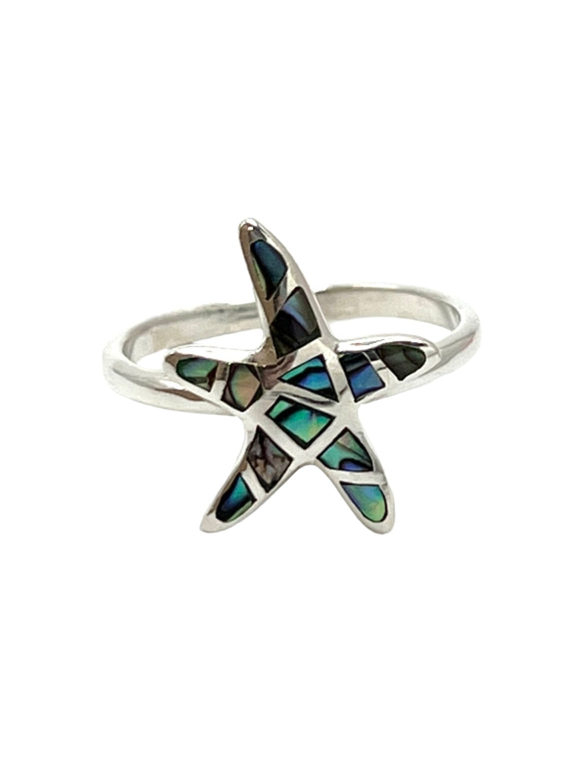 Sterling Silver Abalone Starfish Ring