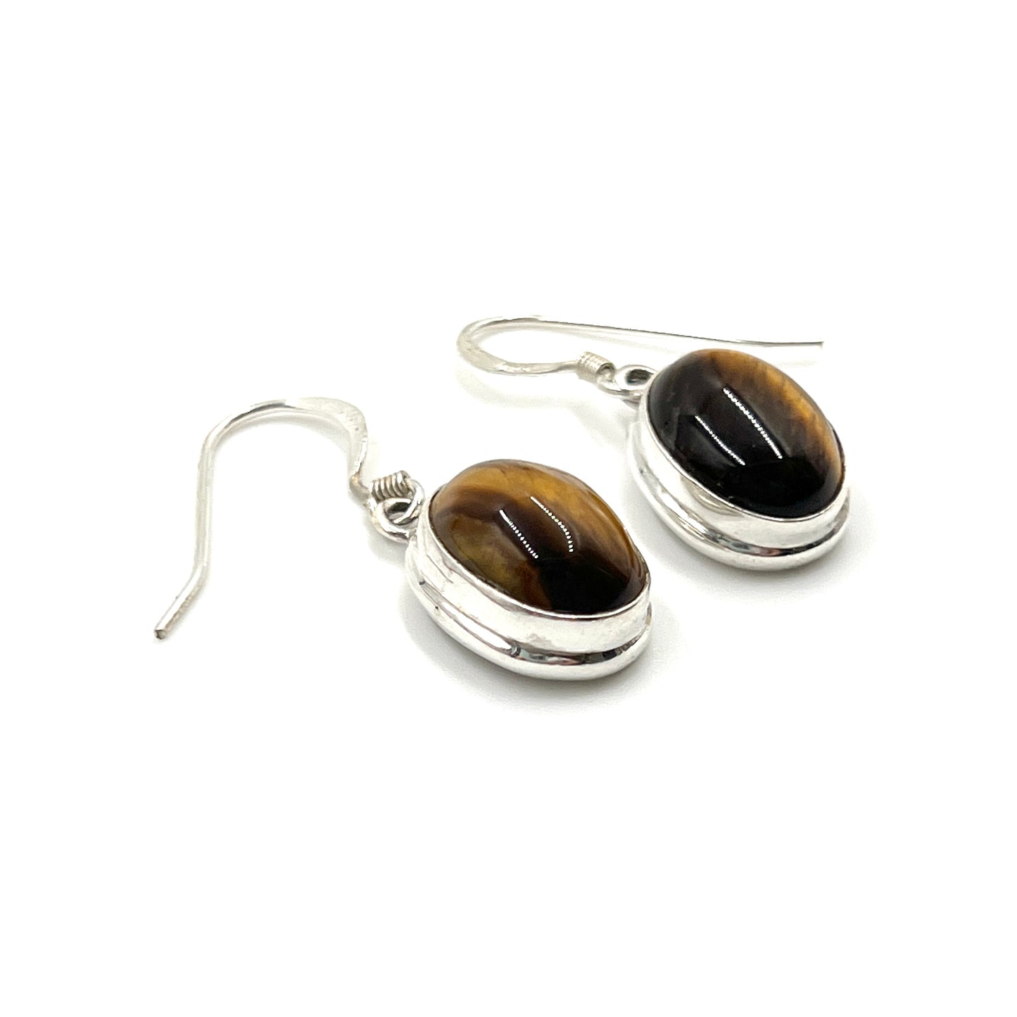 Sterling Silver Oval Tigers Eye Earrings